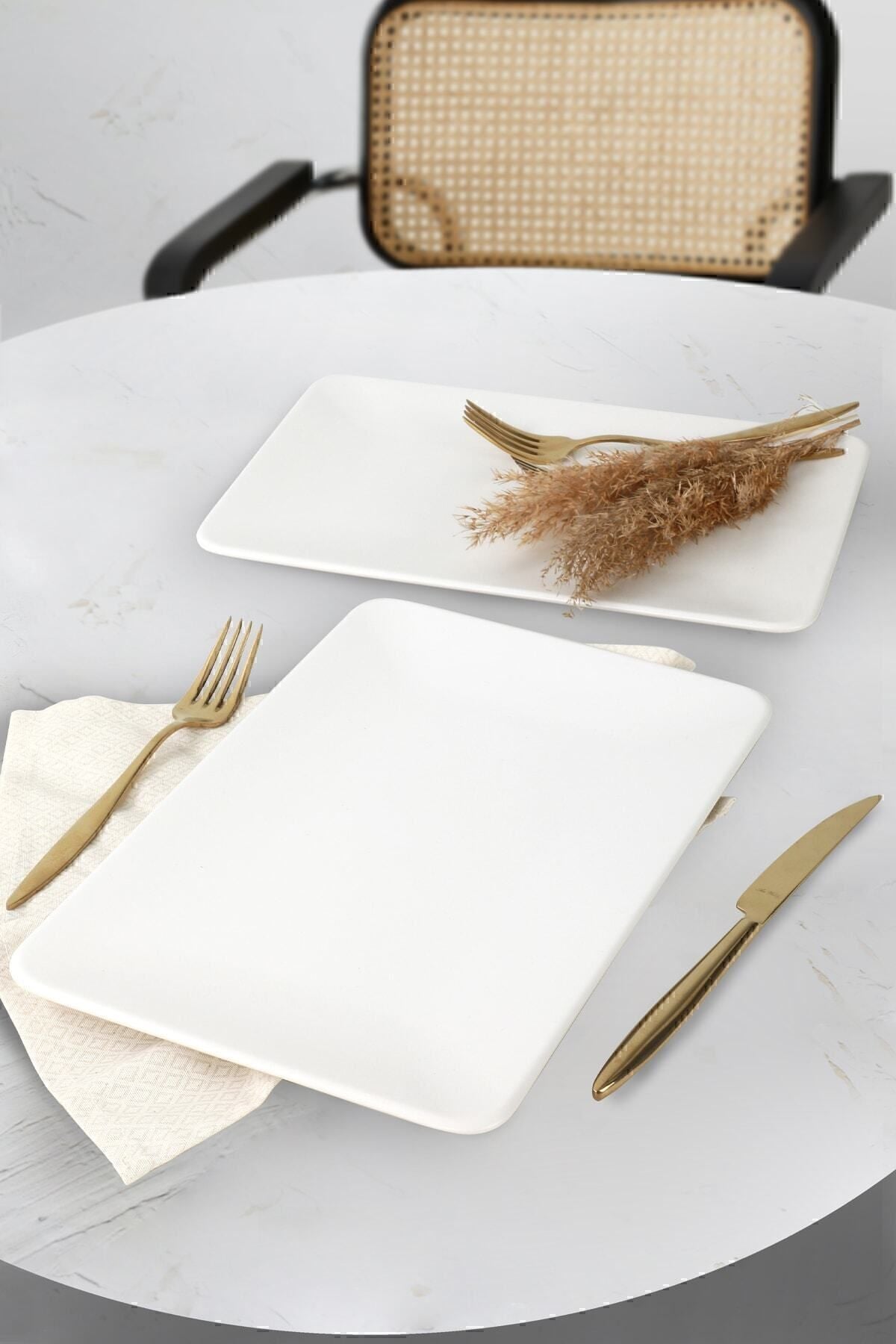 Mat Beyaz Siera Kayık Tabak 31 Cm 2 Adet