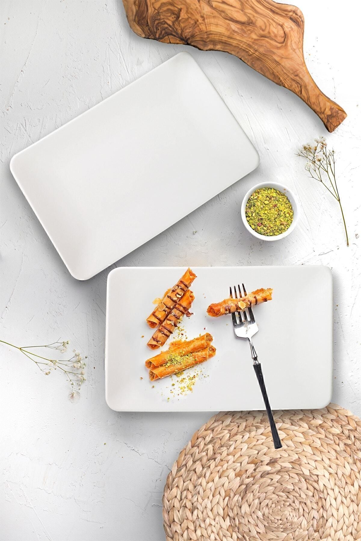 Mat Beyaz Siera Kayık Tabak 31 Cm 2 Adet