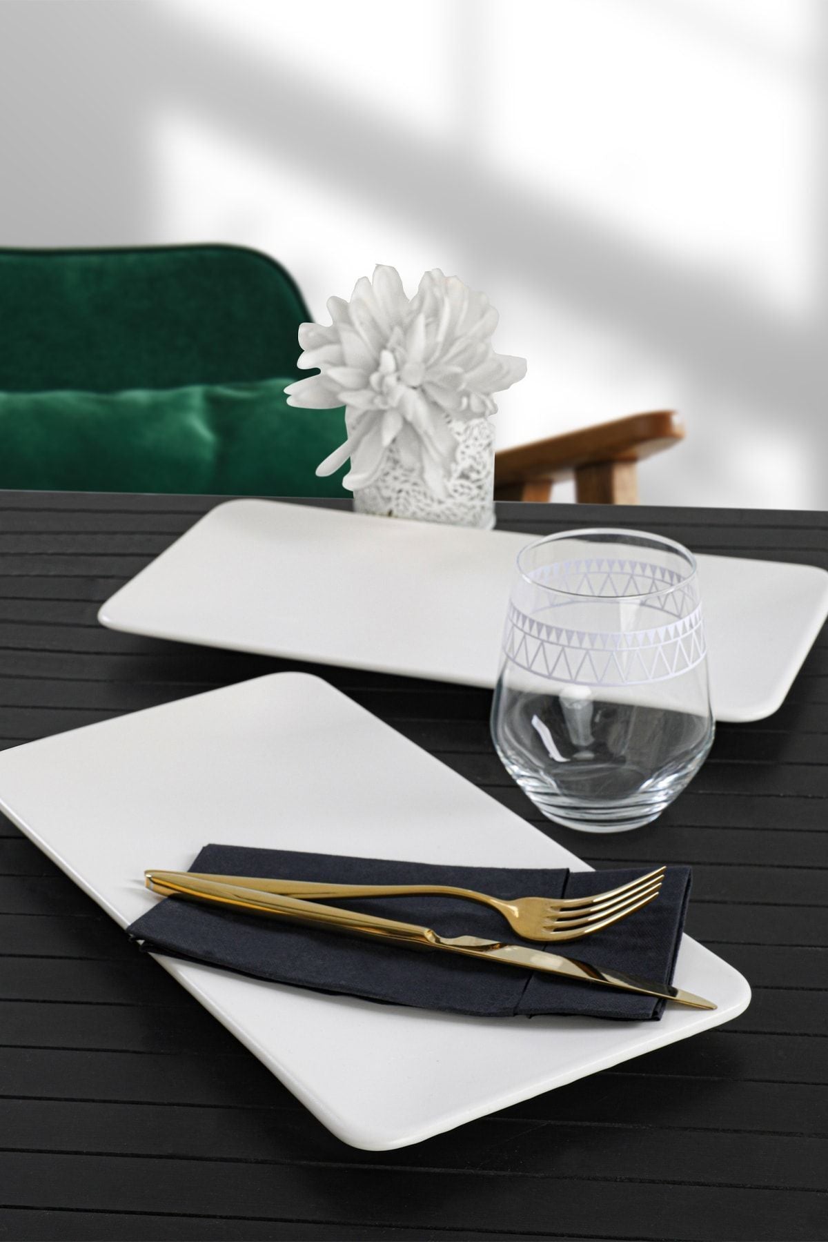 Mat Beyaz Siera Kayık Tabak 33 Cm 2 Adet