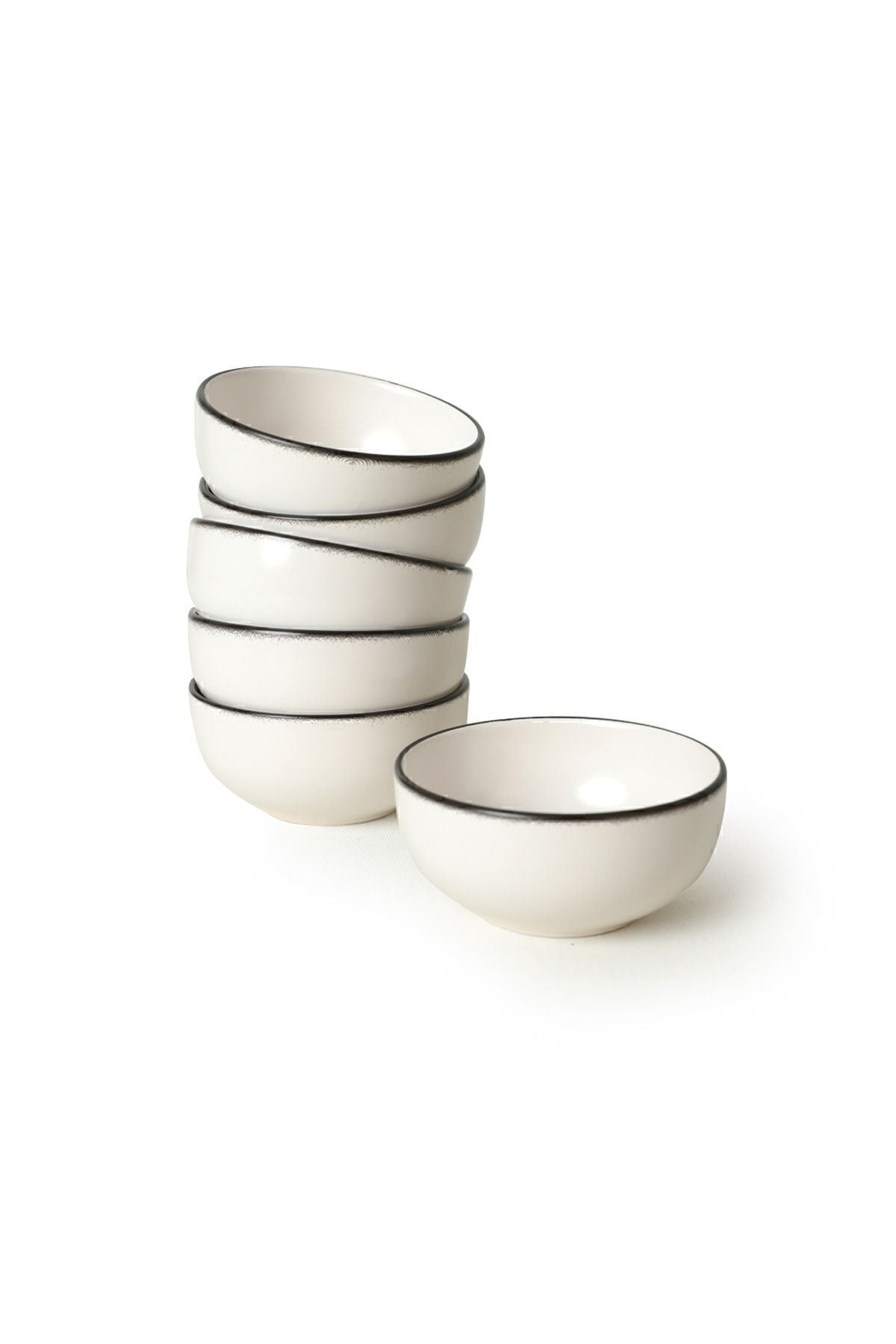 Mat Beyaz Siyah Fileli Bulut Çorba Kasesi 12 Cm 6 Adet 19685