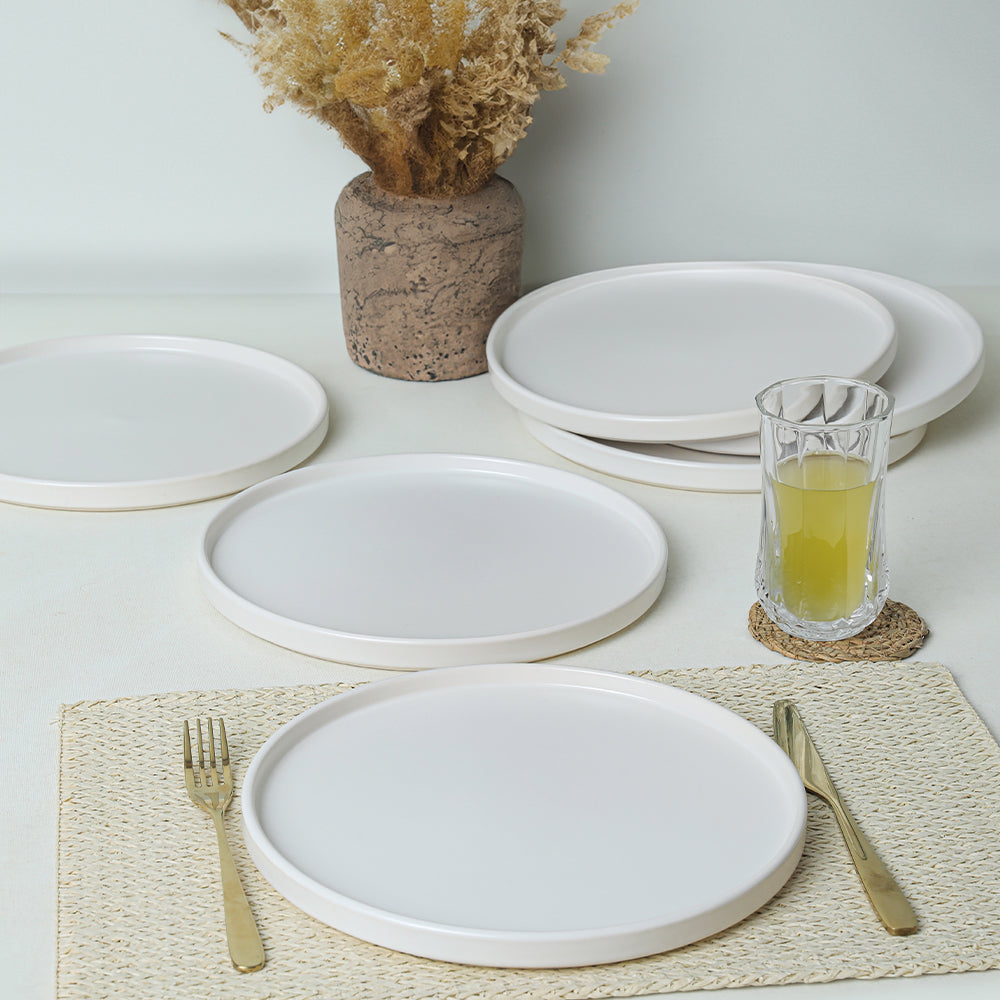 Mat Beyaz Stackable Servis Tabağı 27 Cm 6 Adet 022