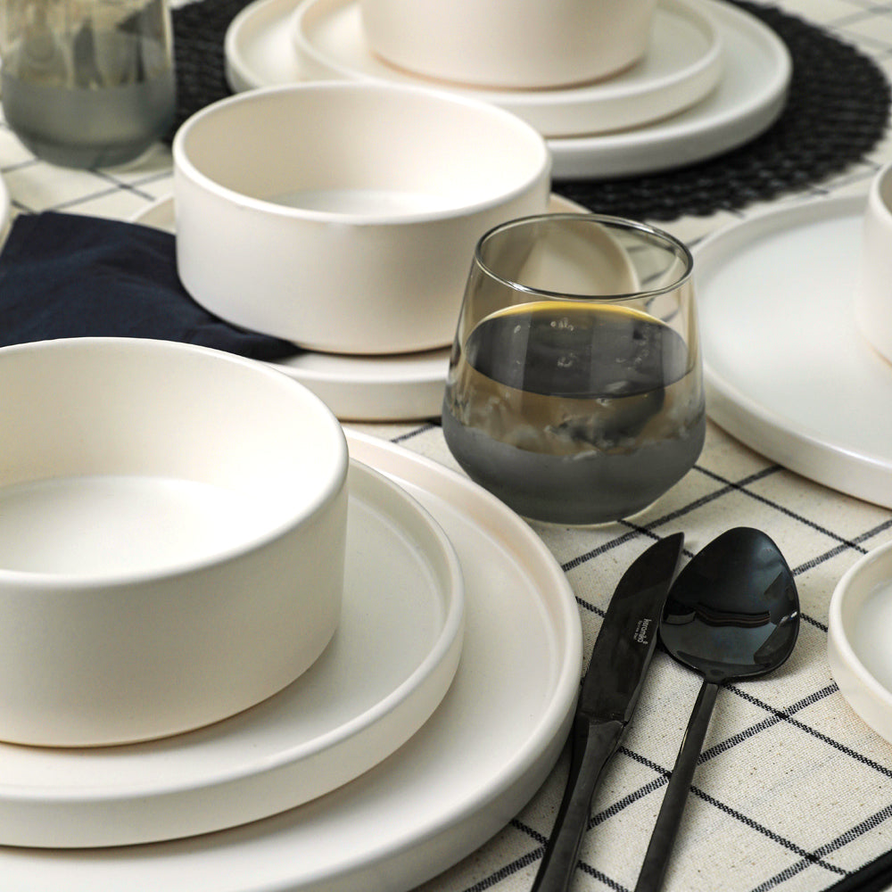 Mat Beyaz Stackable Yemek/Kahvaltı Takımı 20 Parça 4 Kişilik