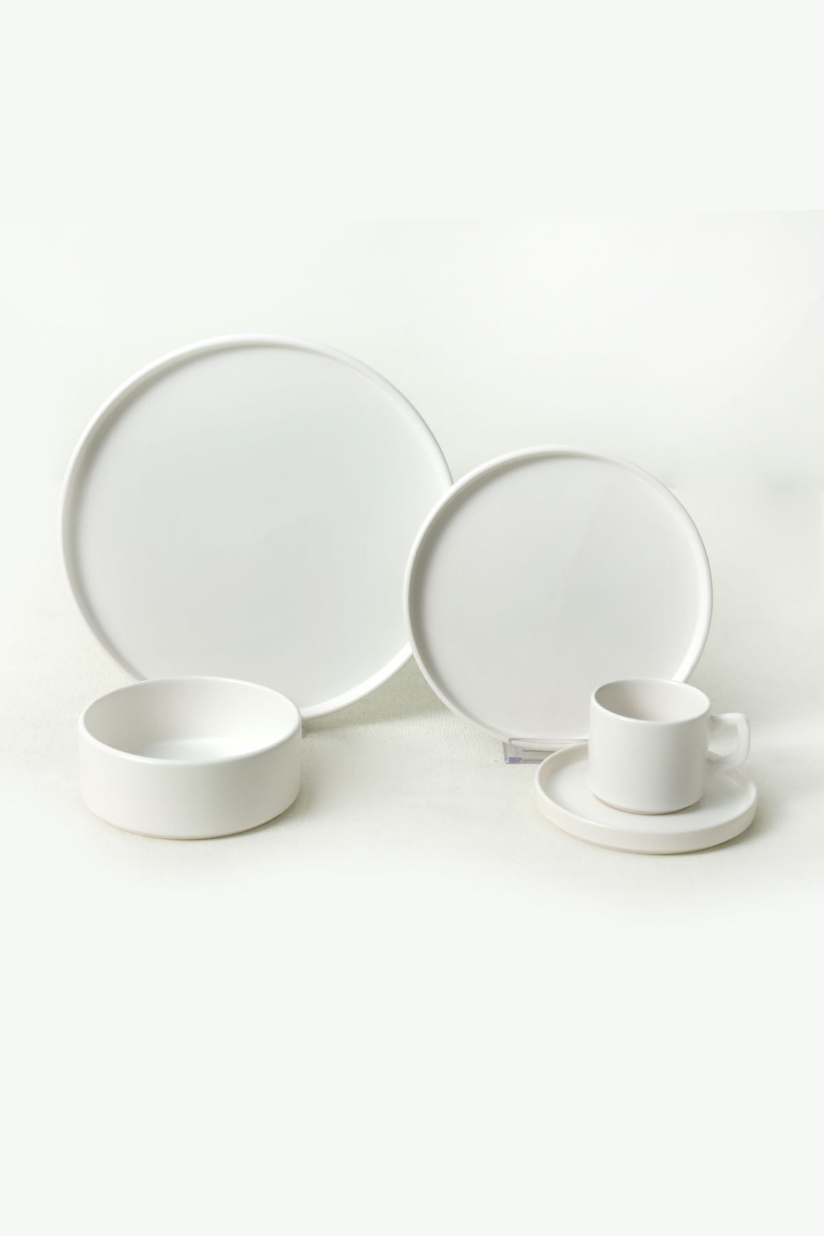 Mat Beyaz Stackable Yemek/Kahvaltı Takımı 20 Parça 4 Kişilik