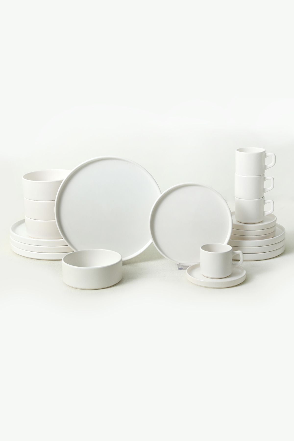 Mat Beyaz Stackable Yemek/Kahvaltı Takımı 20 Parça 4 Kişilik