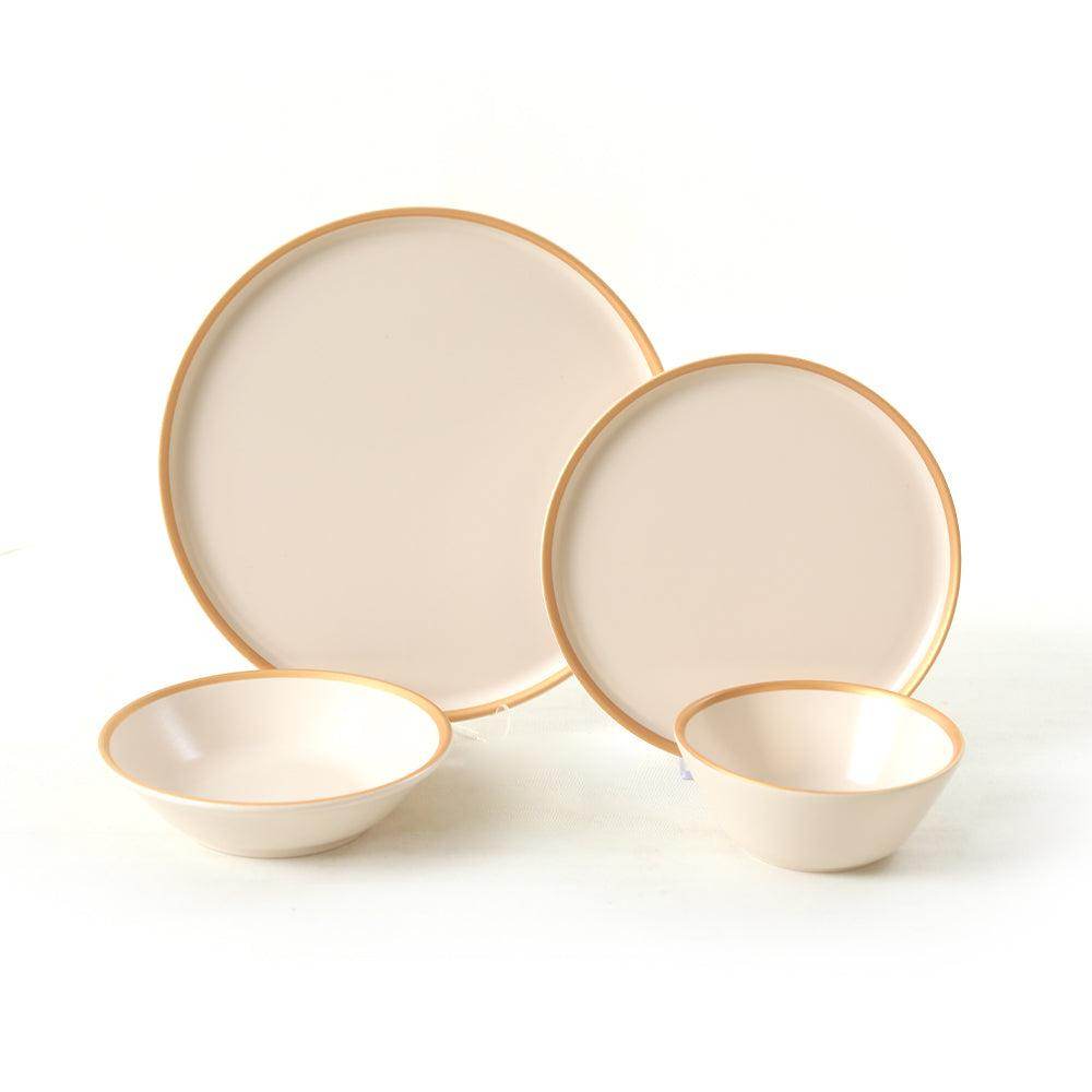 Mat Krem Gold Fileli Yemek Takımı 24 Parça 6 Kişilik