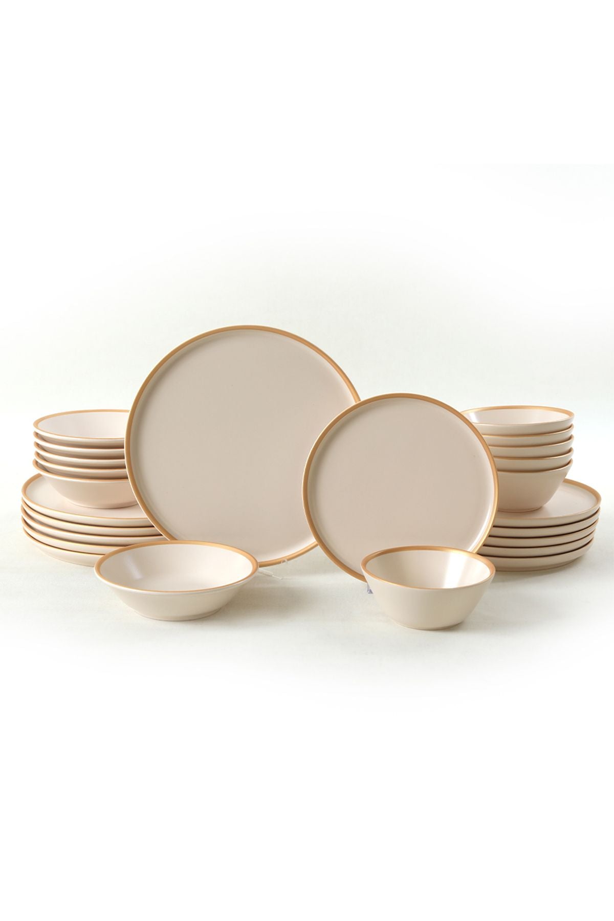 Mat Krem Gold Fileli Yemek Takımı 24 Parça 6 Kişilik