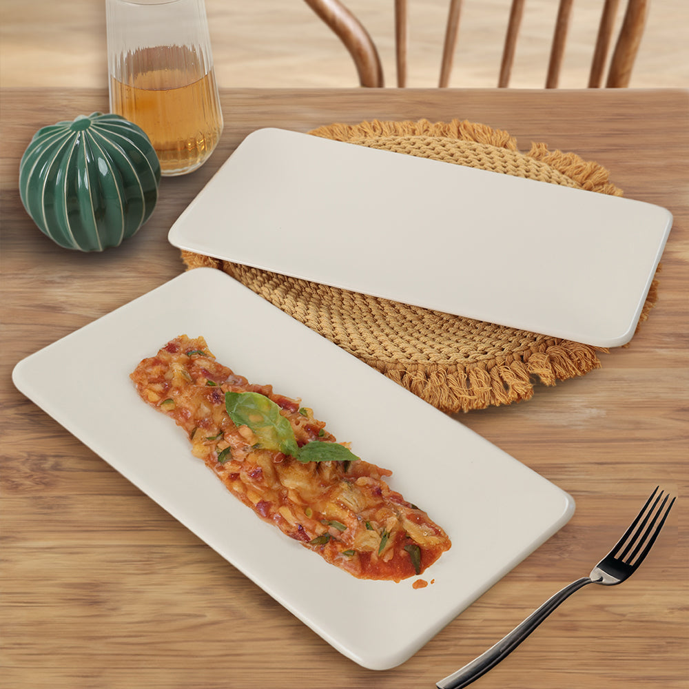 Mat Krem Siera Kayık Tabak 33 Cm 2 Adet 950