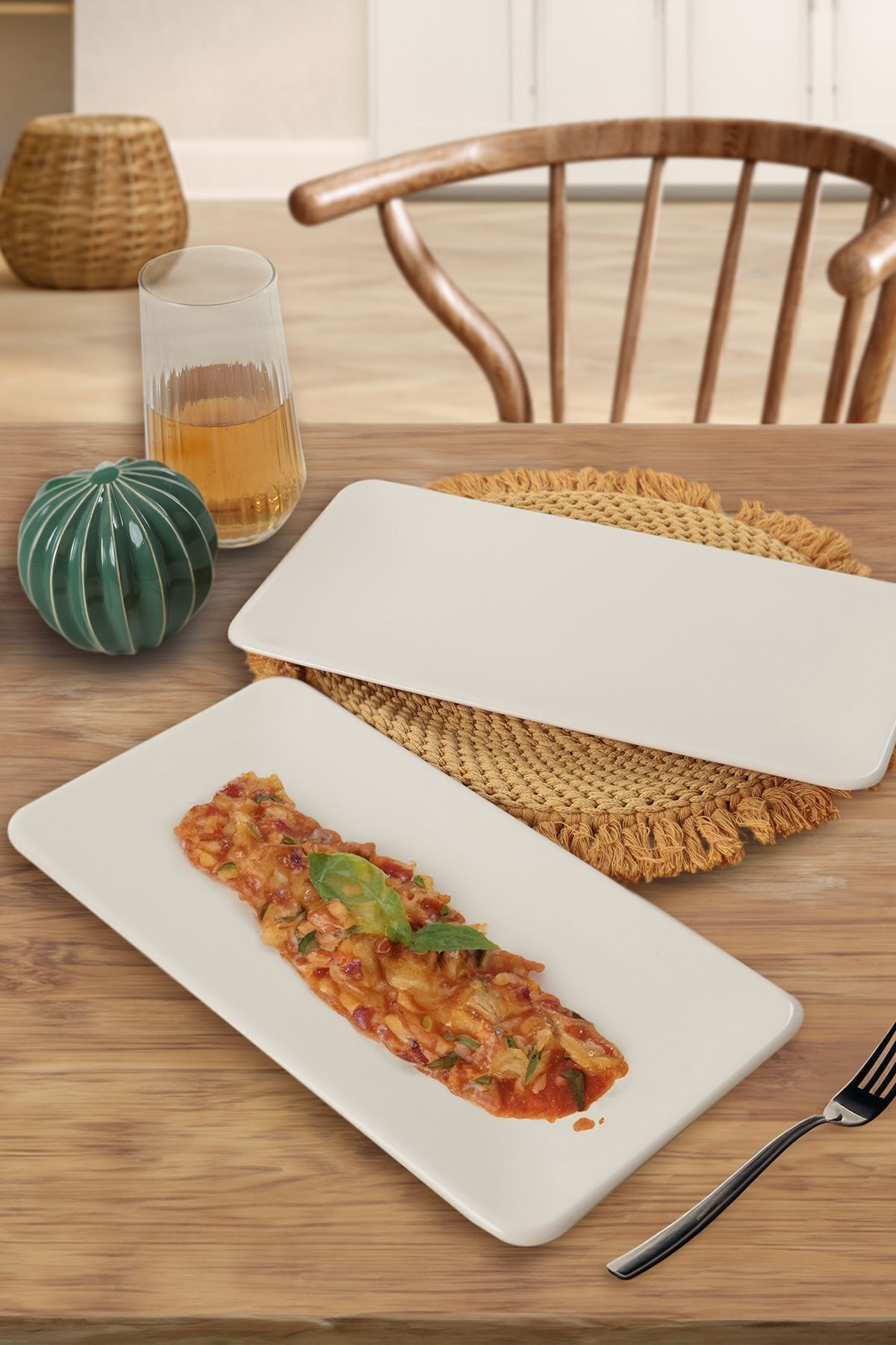 Mat Krem Siera Kayık Tabak 33 Cm 2 Adet 950