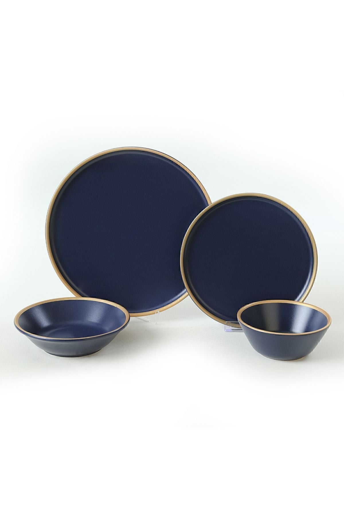 Mat Lacivert Gold Fileli Yemek Takımı 24 Parça 6 Kişilik