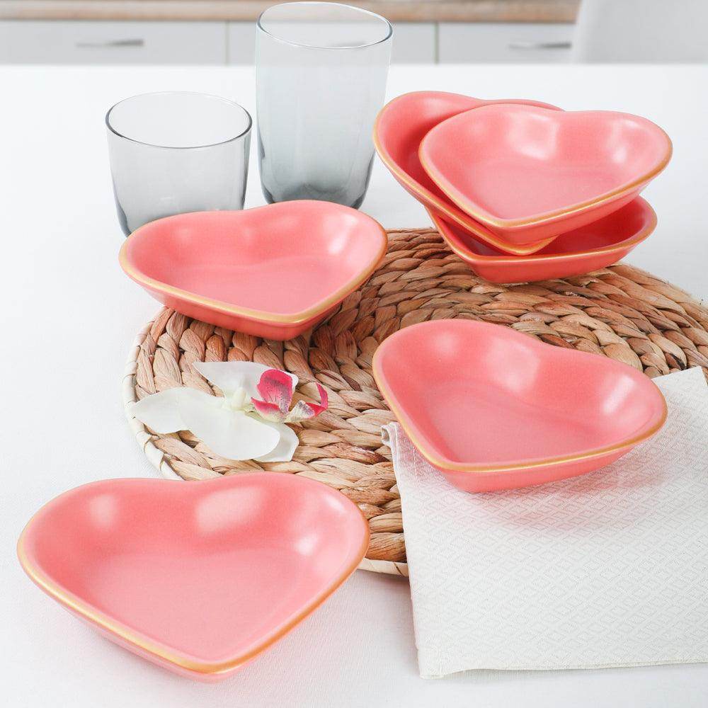 Mat Pembe Gold Kalp Çerezlik 14 Cm 6 Adet - 974