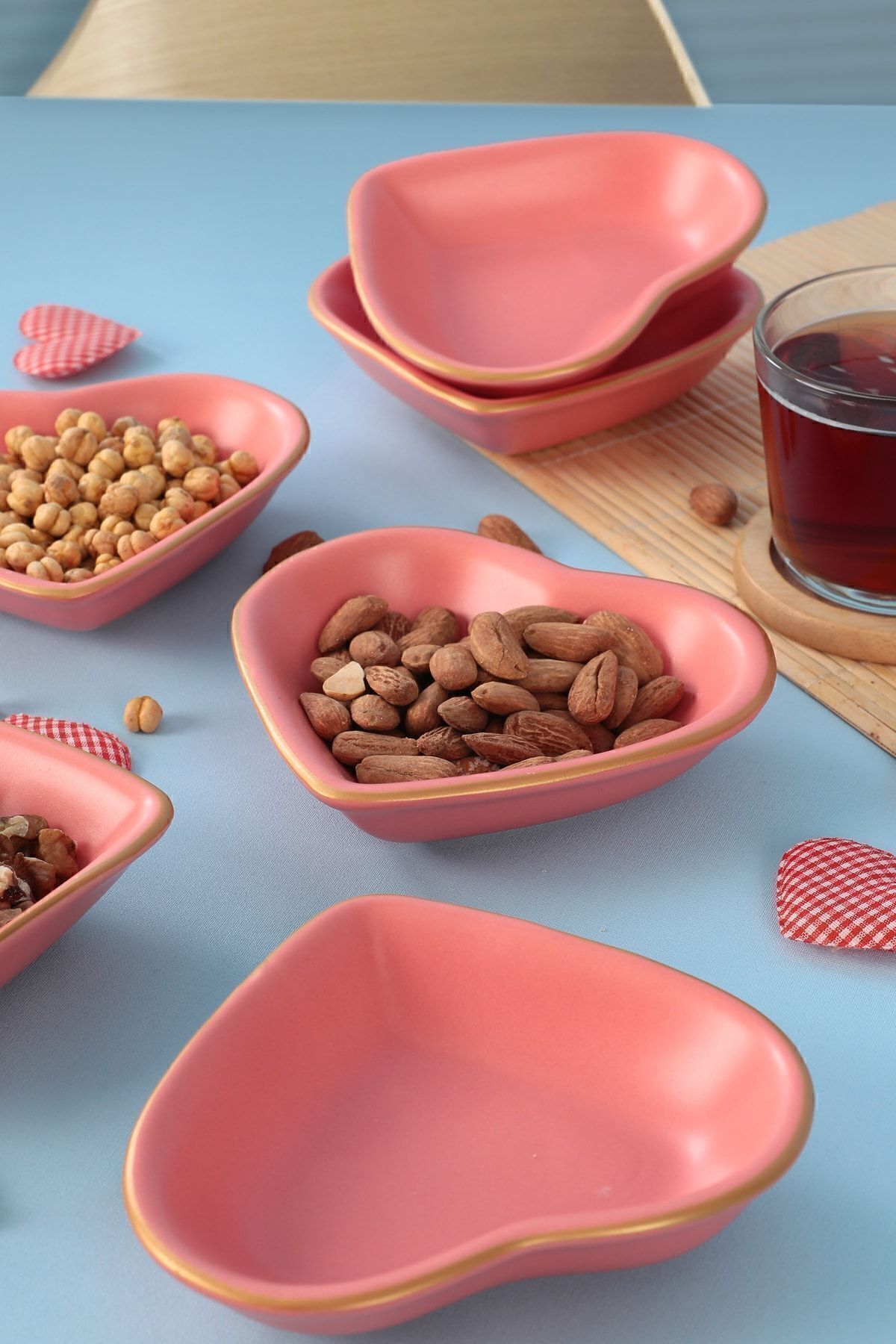 Mat Pembe Gold Kalp Çerezlik 14 Cm 6 Adet - 974