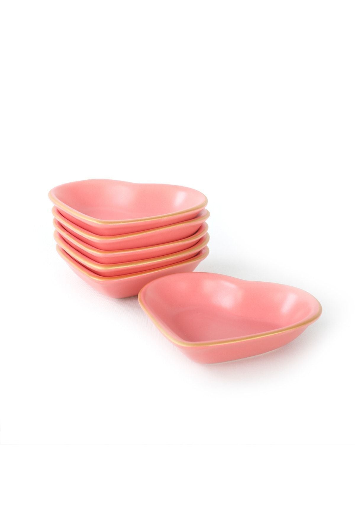 Mat Pembe Gold Kalp Çerezlik 14 Cm 6 Adet - 974