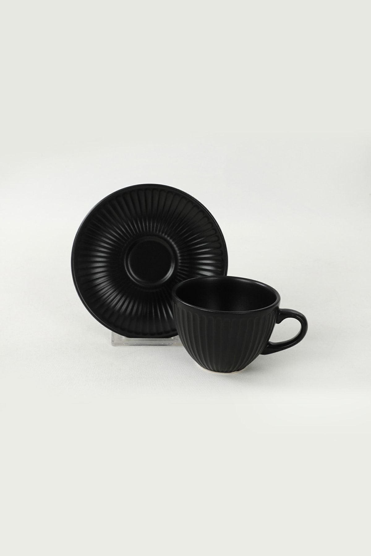 Mat Siyah Myra Çay Fincan Takımı 12 Parça 6 Kişilik