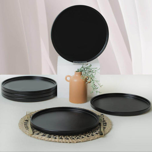 Mat Siyah Stackable Servis Tabağı 27 Cm 6 Adet 956