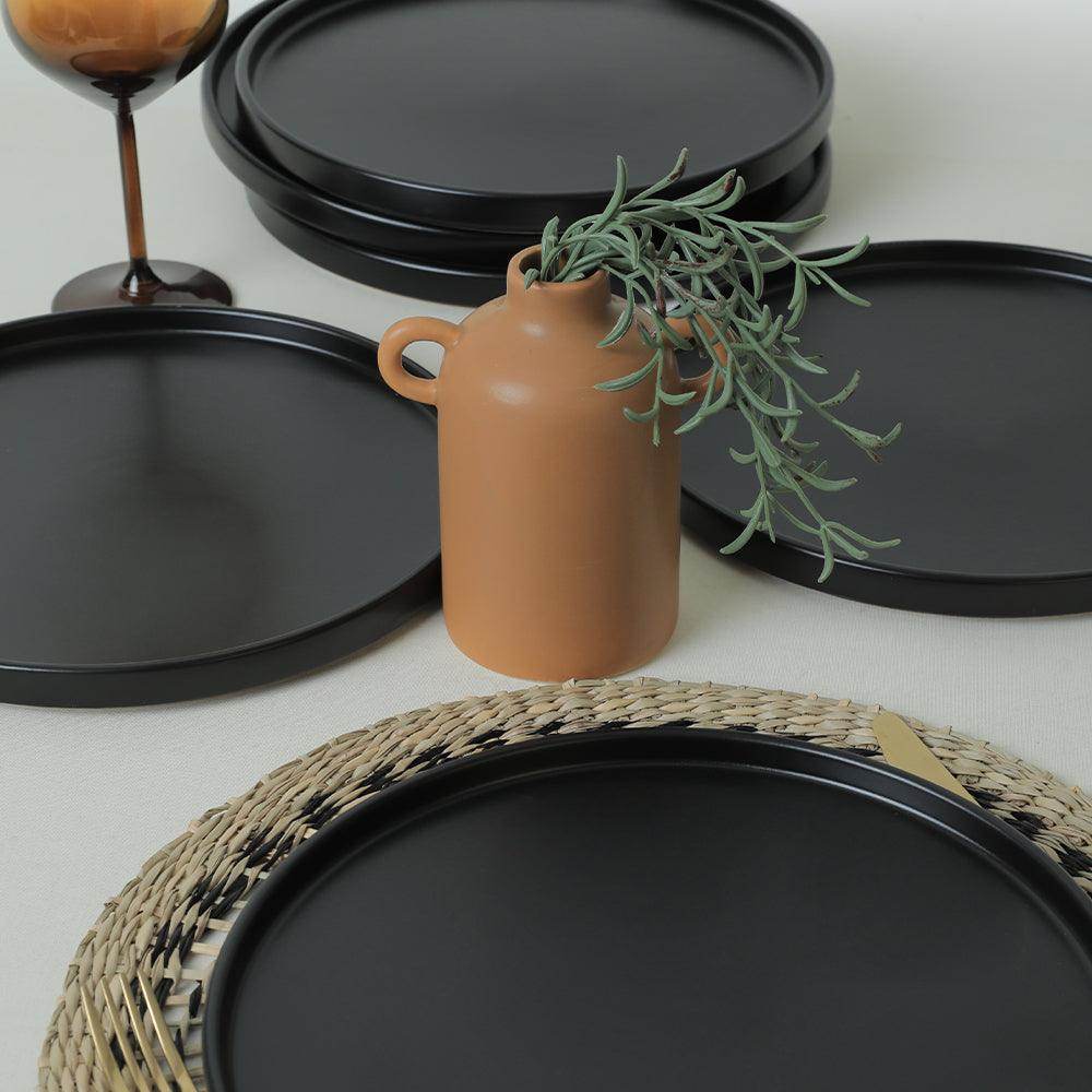 Mat Siyah Stackable Servis Tabağı 27 Cm 6 Adet 956