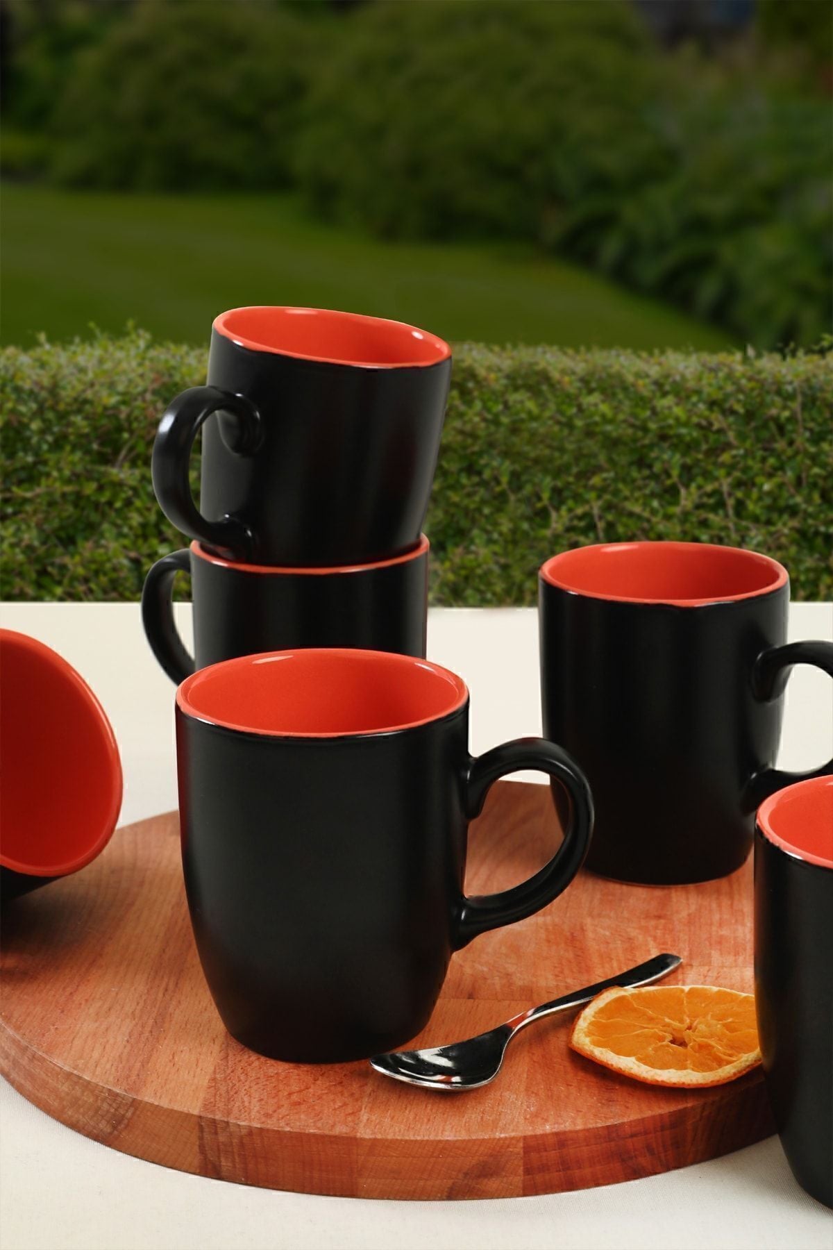 Mat Siyah/Turuncu Bulut Kupa 9 Cm 6 Adet 956/200