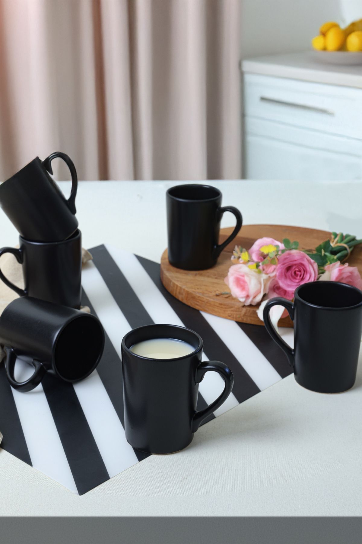 Mat Siyah Zen Kupa 8 Cm 6 Adet