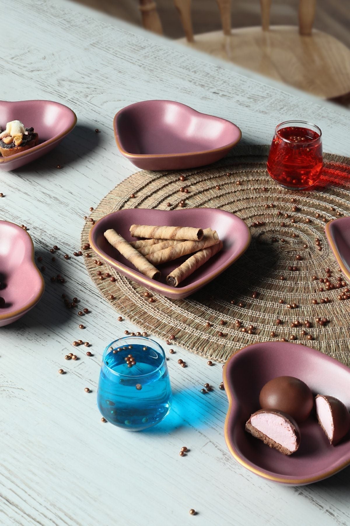 Mat Violet Gold Kalp Çerezlik 14 Cm 6 Adet