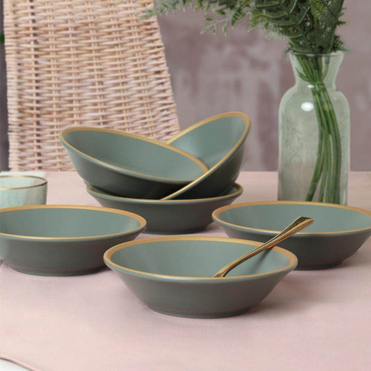 Mat Yeşil Gold File Hitit Yemek Tabağı 18 Cm 6 Adet - 322