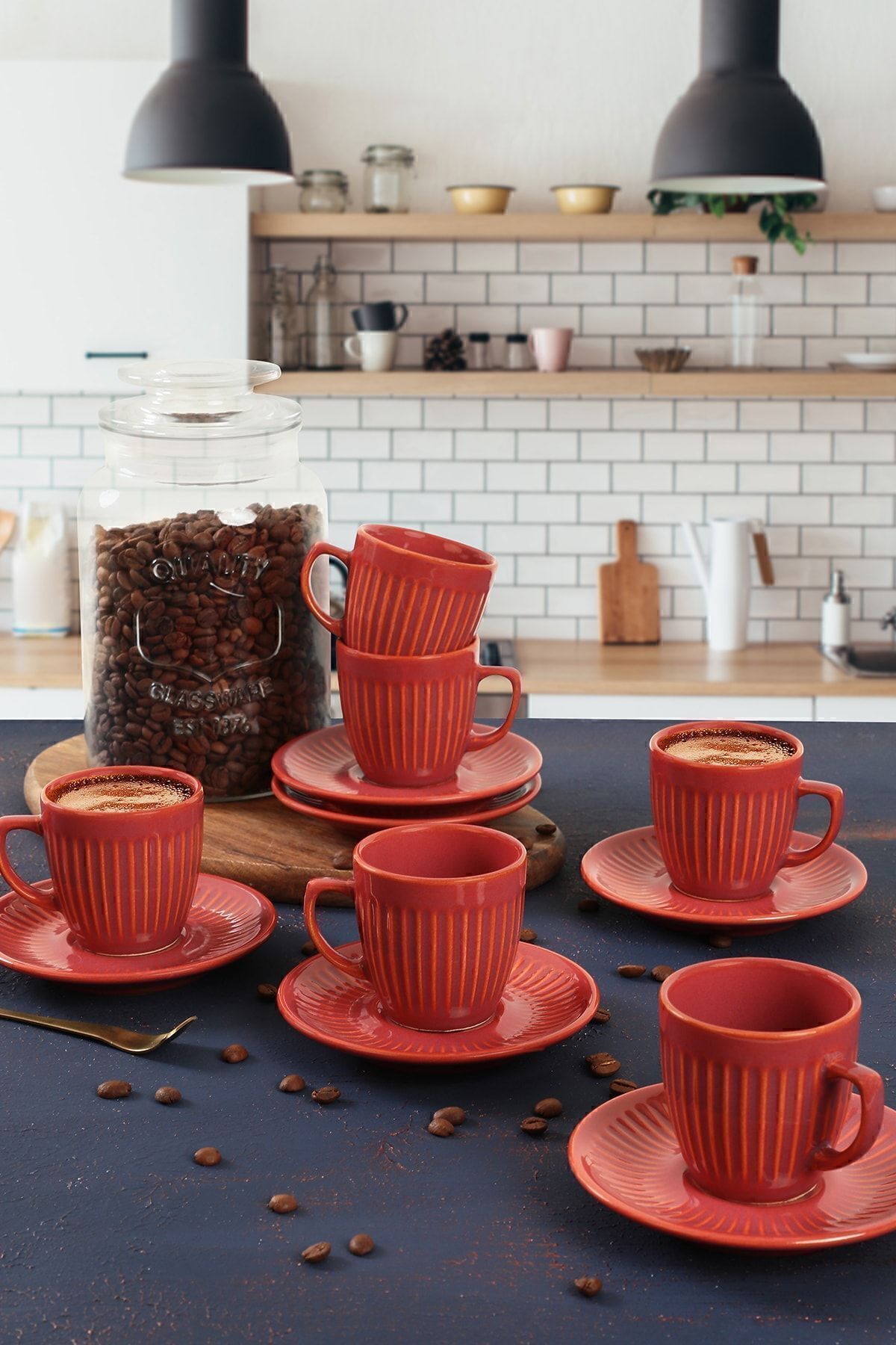 Mercan Line Kahve Fincan Takımı 12 Parça 6 Kişilik