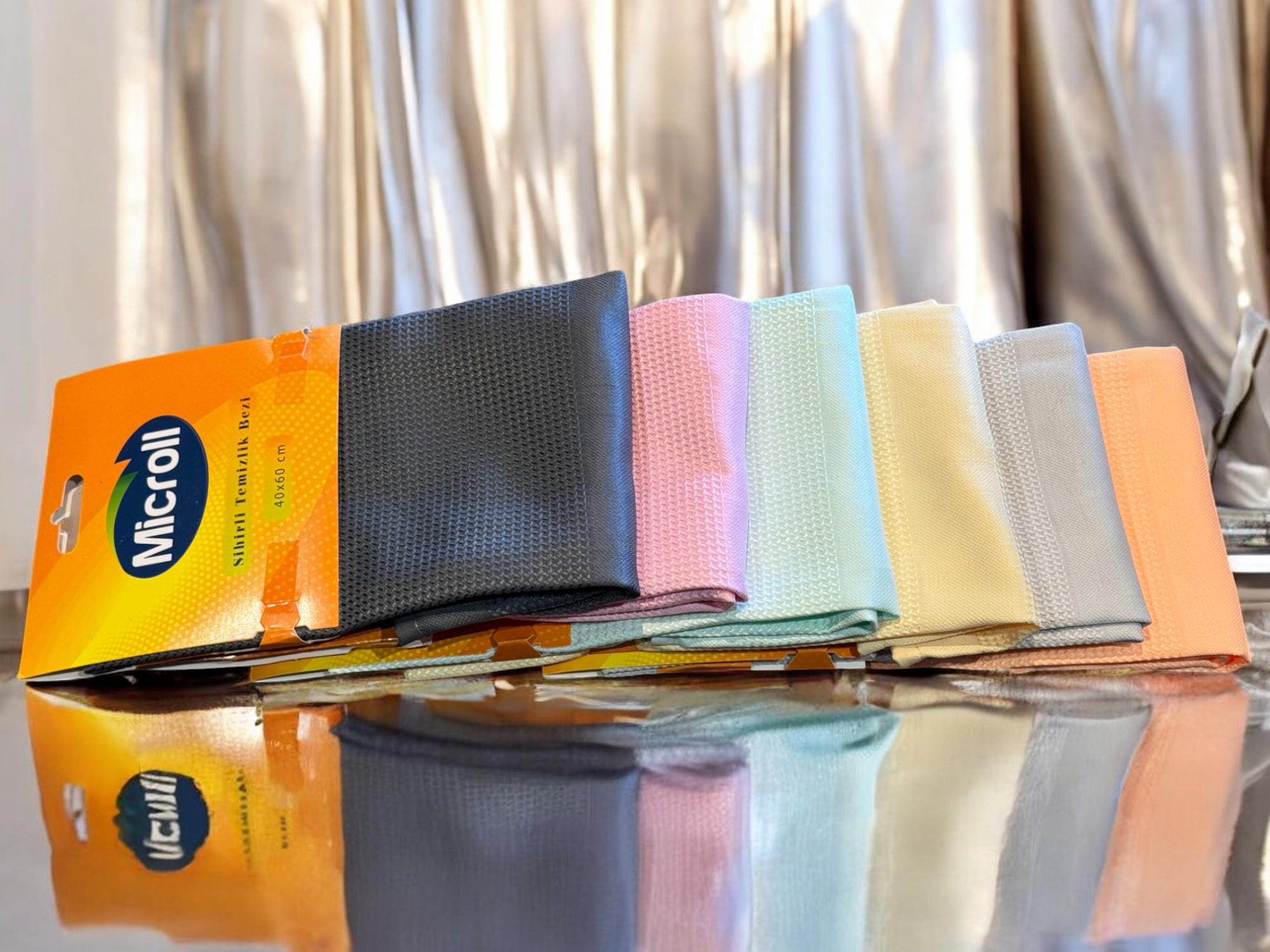 Microll Mikrofiber Sihirli Temizlik Bezi 6 Adet | Cam,Ayna,Mutfak,Banyo,Araç, Çok Amaçlı Temizlik Bezi (60 x 40 cm)