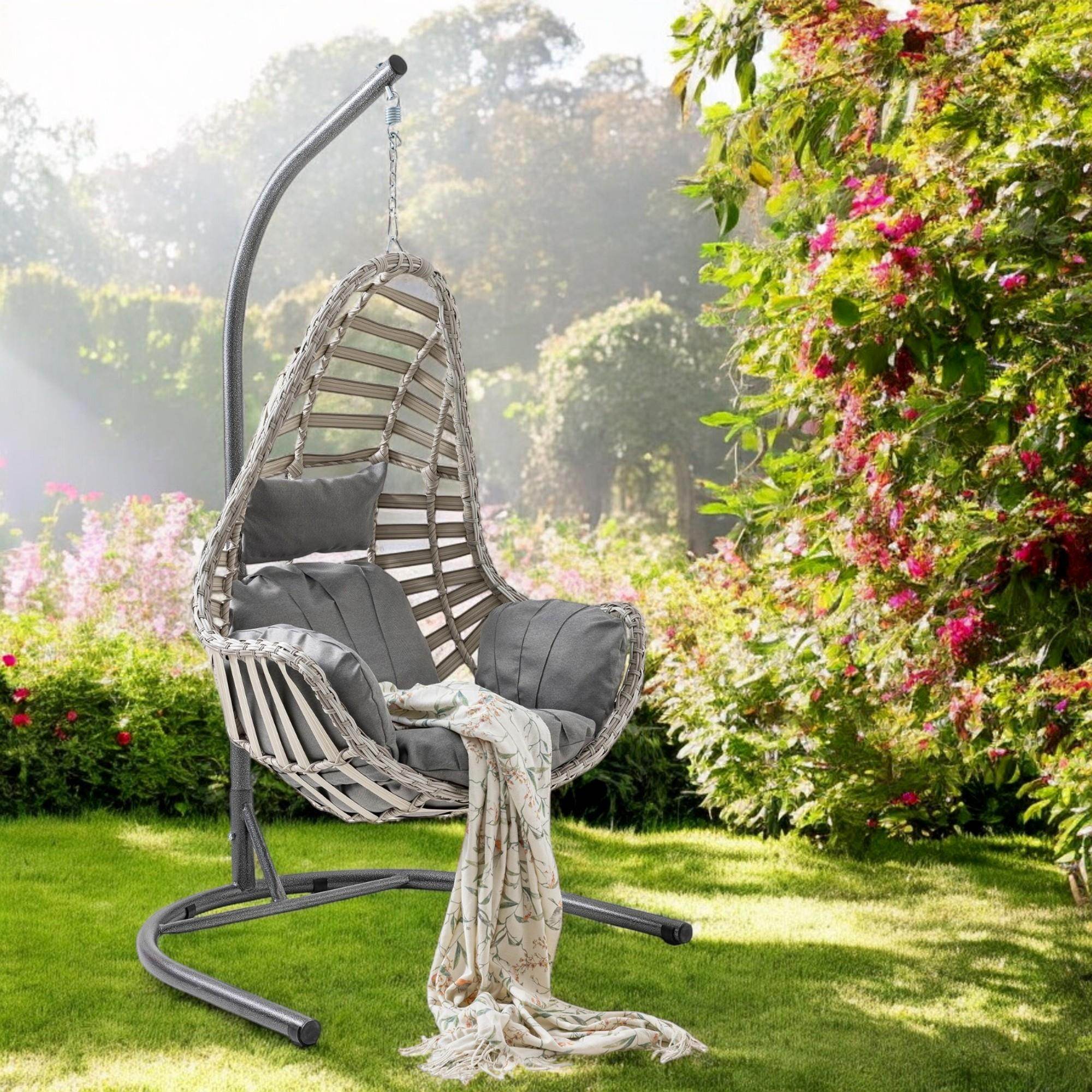 Milas | Tekli Rattan Bahçe Salıncağı | Rehome Balkon Salıncağı