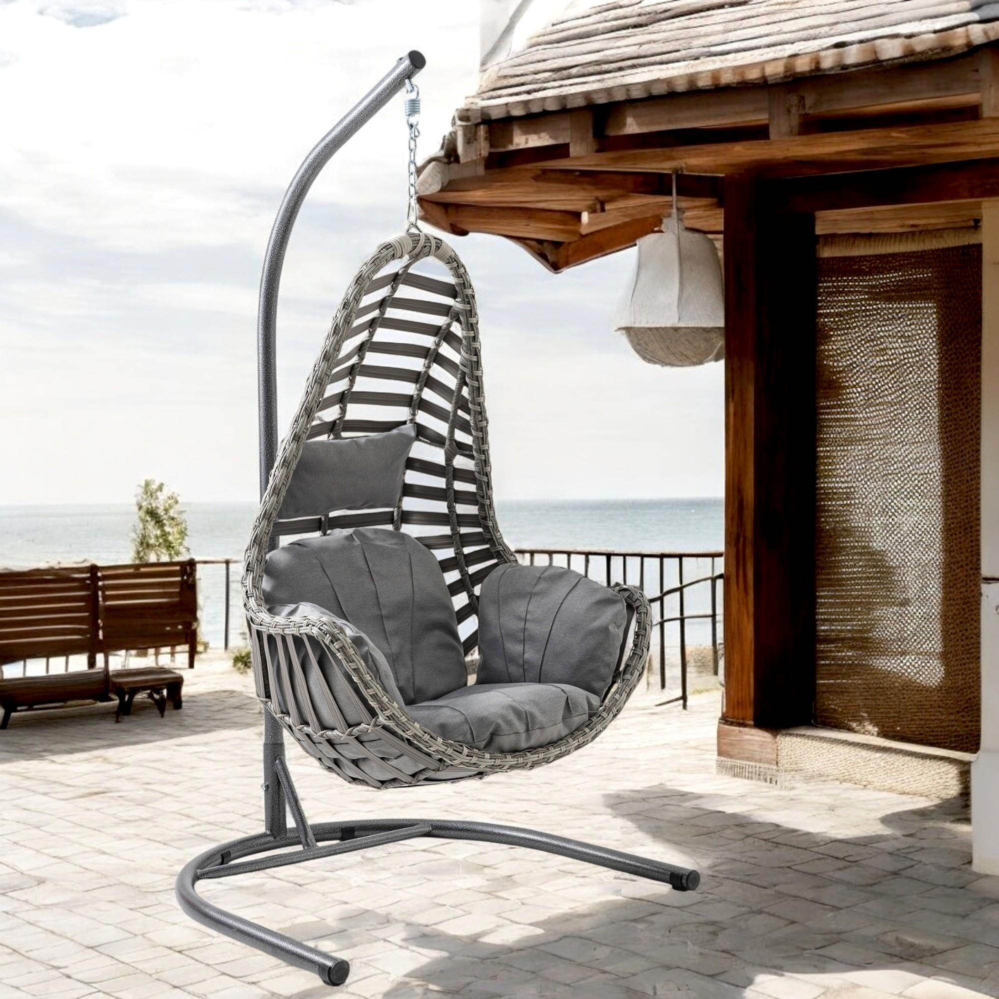 Milas | Tekli Rattan Bahçe Salıncağı | Rehome Balkon Salıncağı