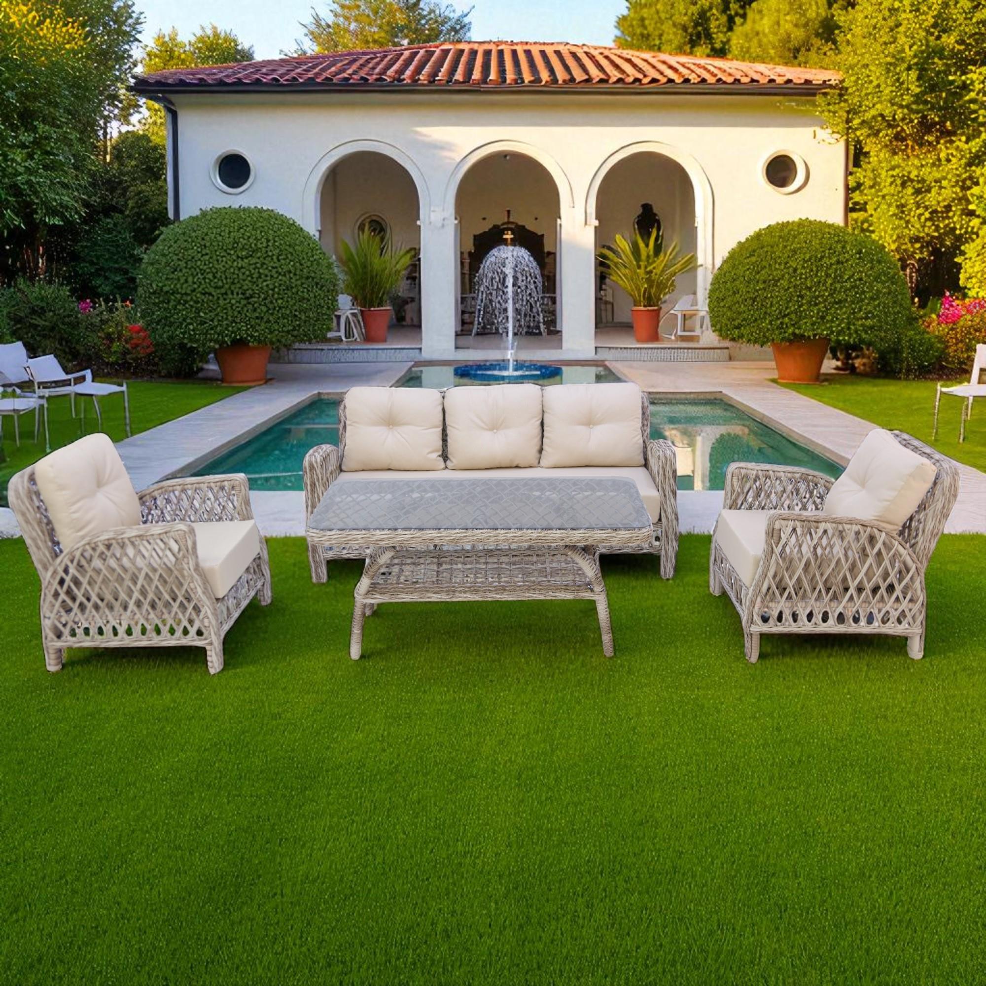 Mira Rattan Bahçe Oturma Grubu | 3+1+1 Sehpalı Bahçe Takımı