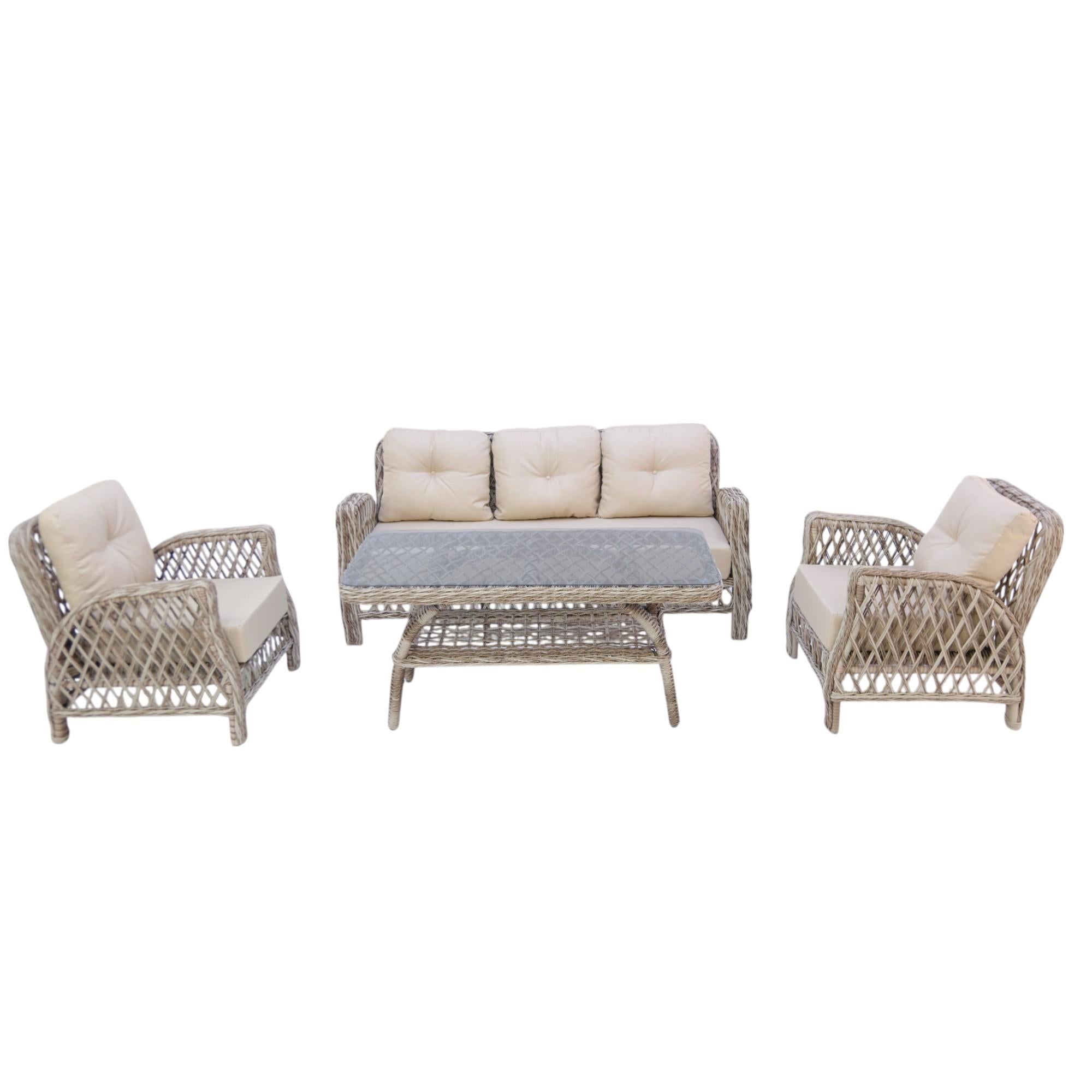 Mira Rattan Bahçe Oturma Grubu | 3+1+1 Sehpalı Bahçe Takımı