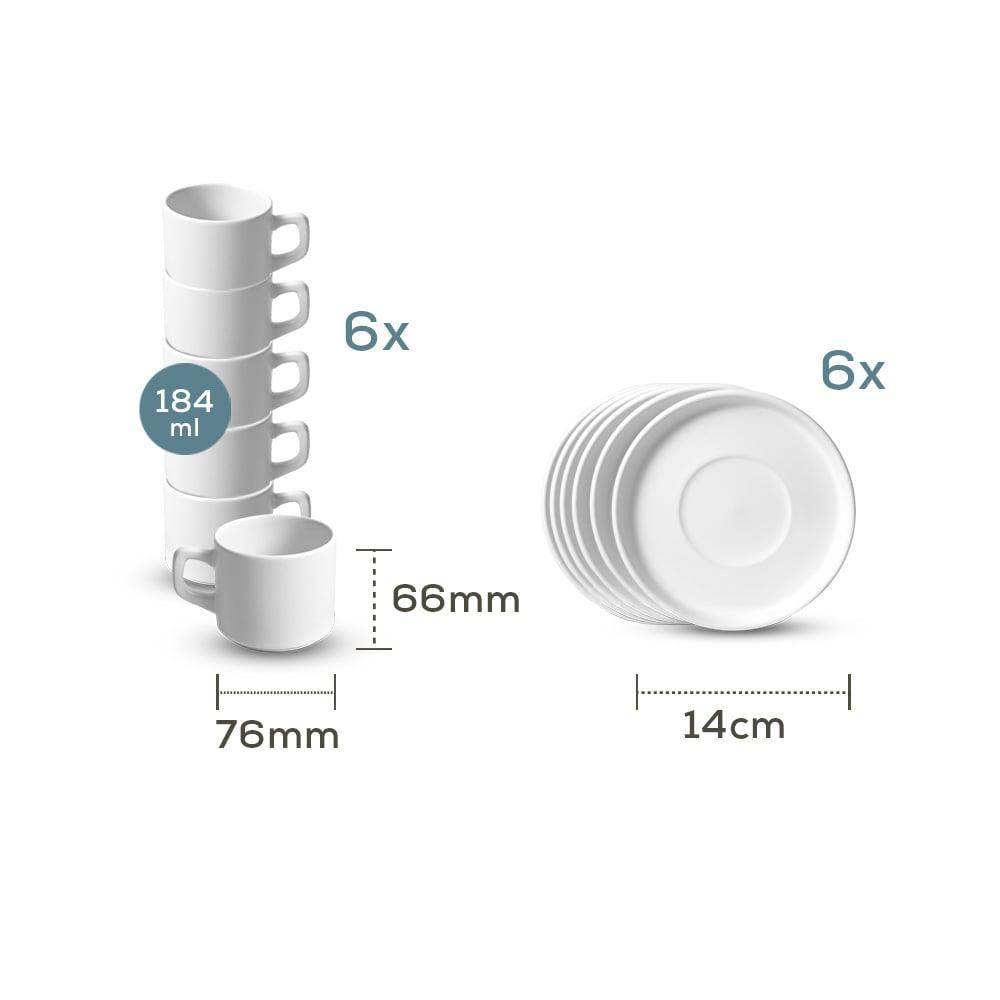 Mixed Stackable Çay Fincan Takımı 12 Parça 6 Kişilik - 406/620