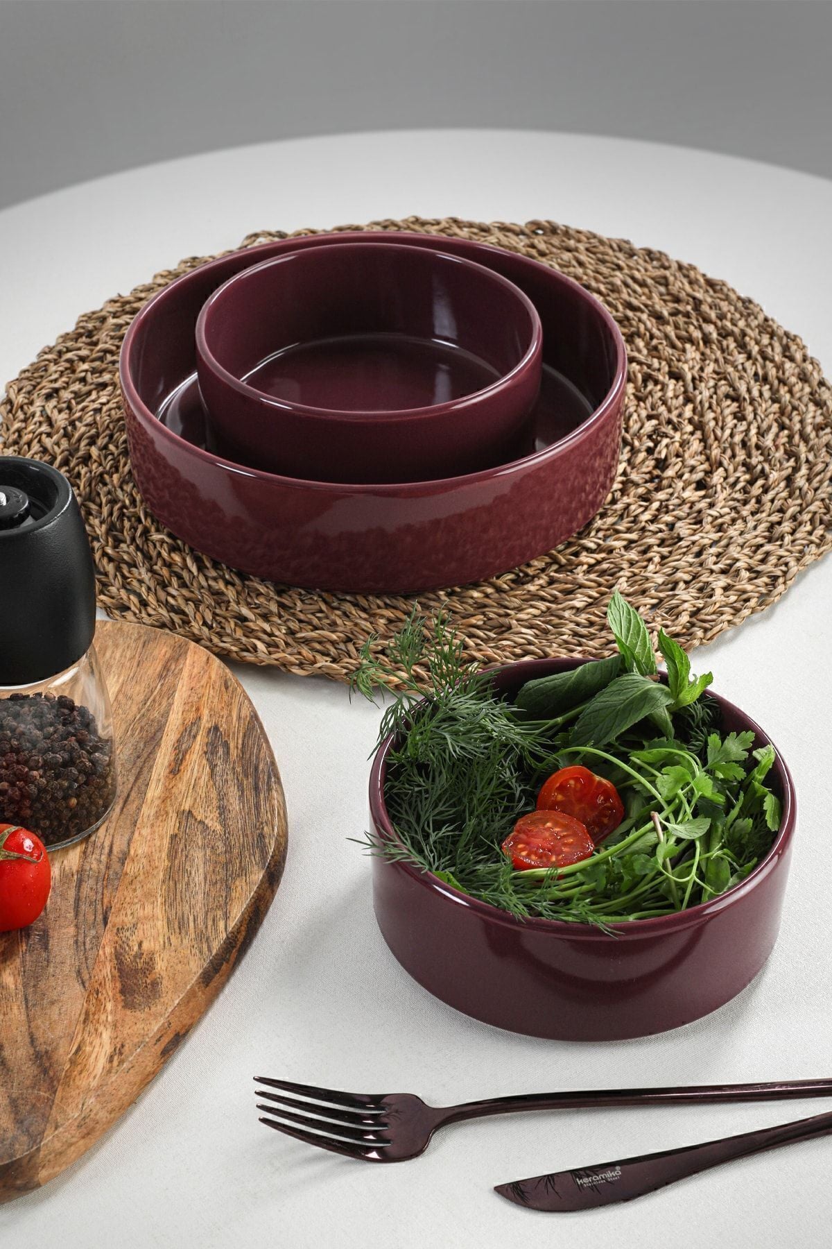 Mürdüm Stackable Salata/Çerez Seti 3 Parça