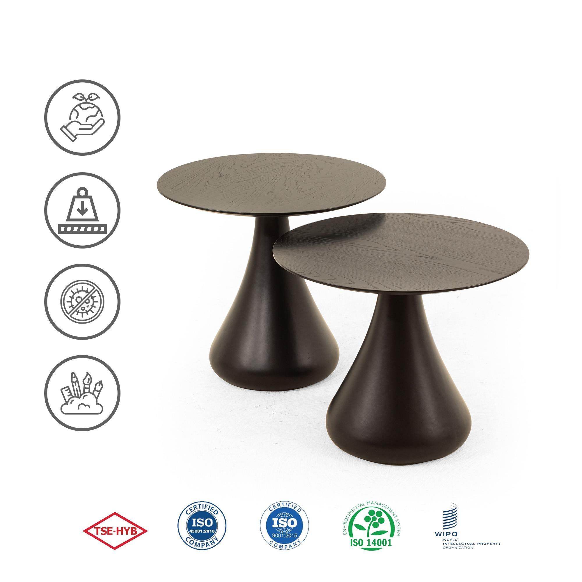 Mushroom Set Sehpa | Mantar Sehpa | Siyah | Rehome