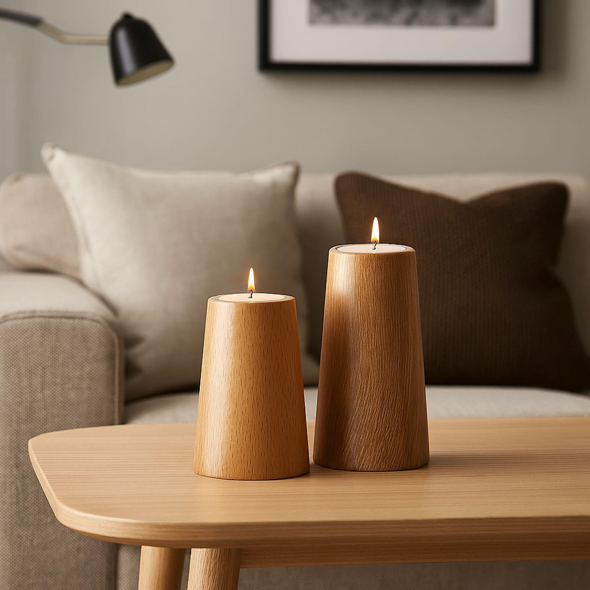 Natura 2’li Ahşap Mumluk Seti | Tealight Şamdan Takımı