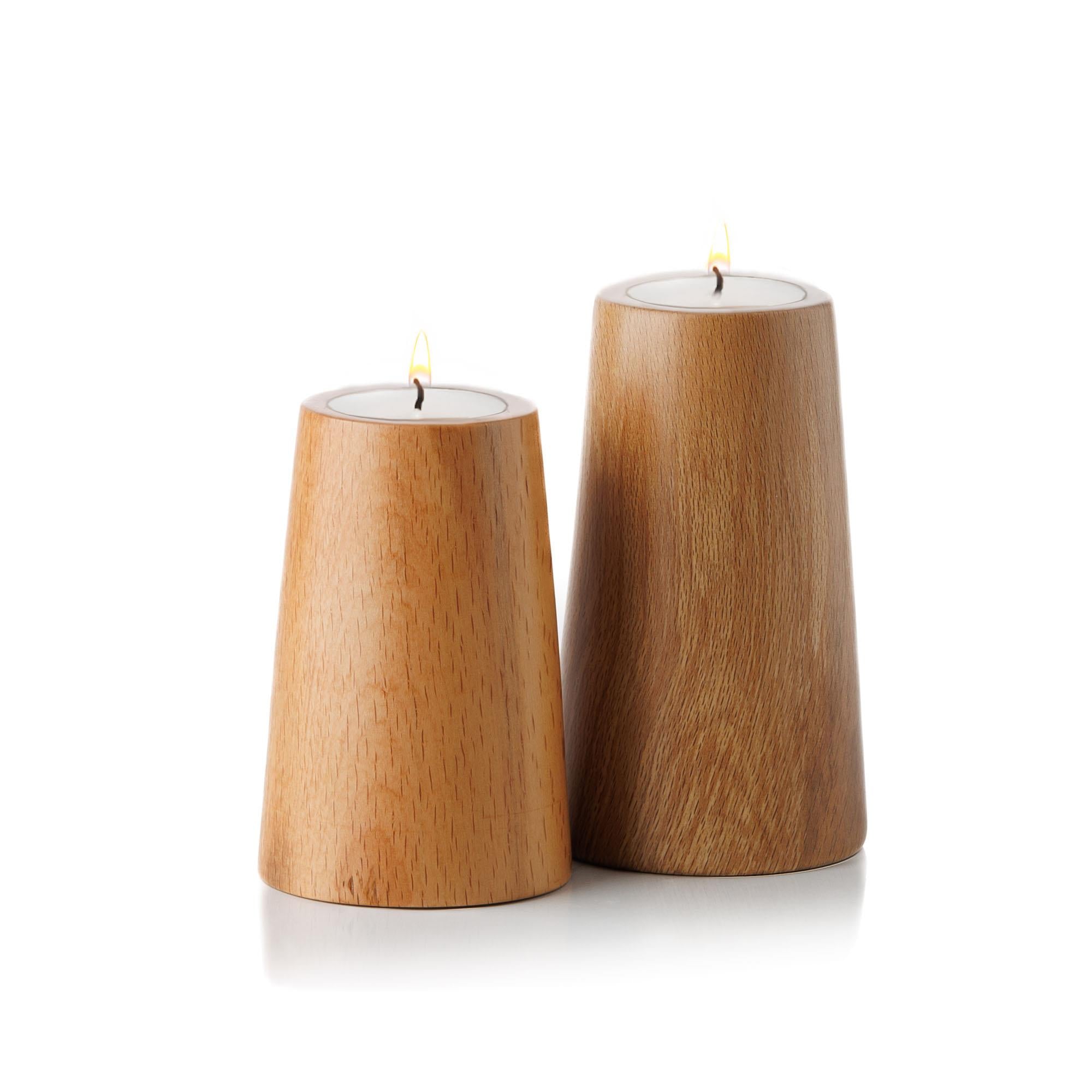 Natura 2’li Ahşap Mumluk Seti | Tealight Şamdan Takımı