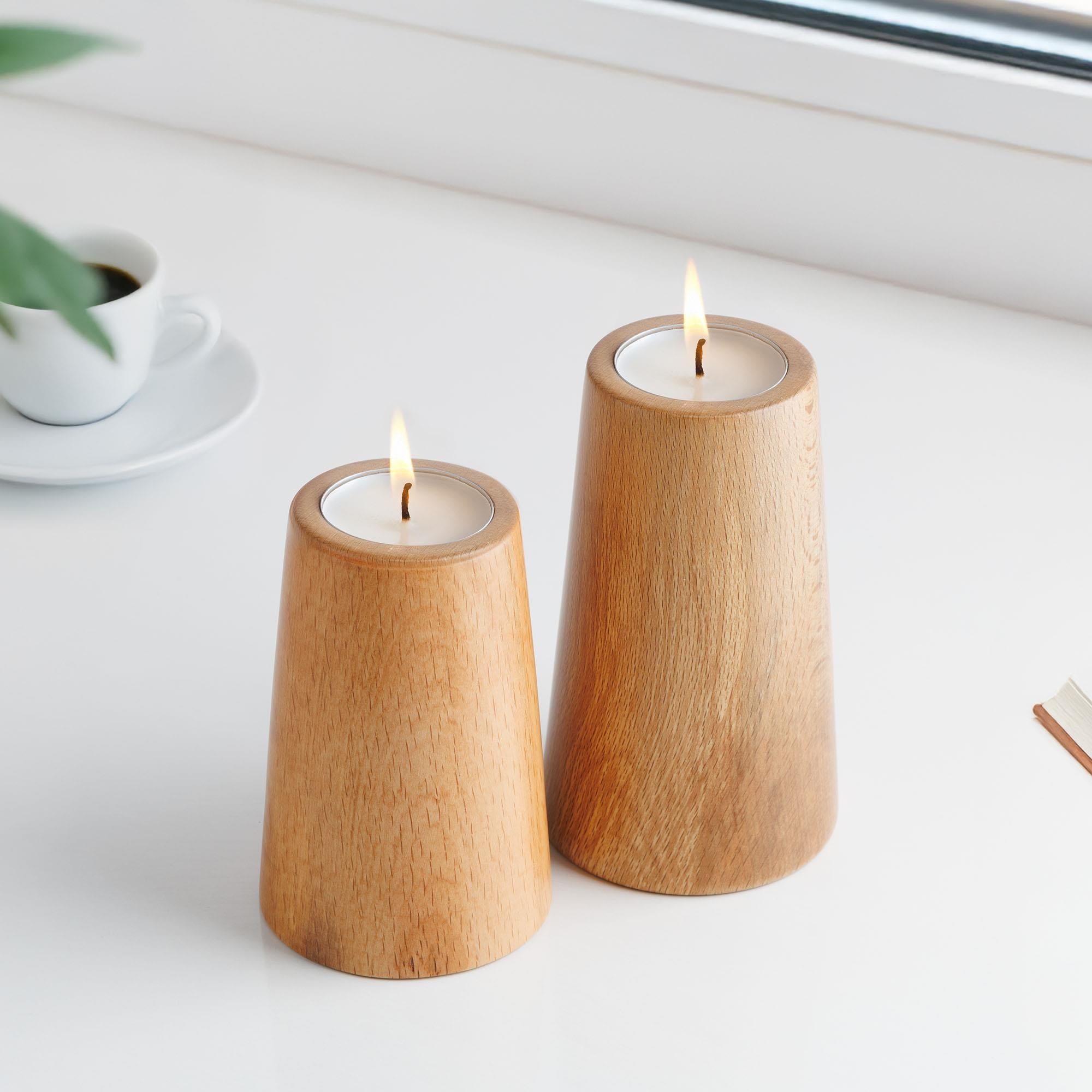 Natura 2’li Ahşap Mumluk Seti | Tealight Şamdan Takımı