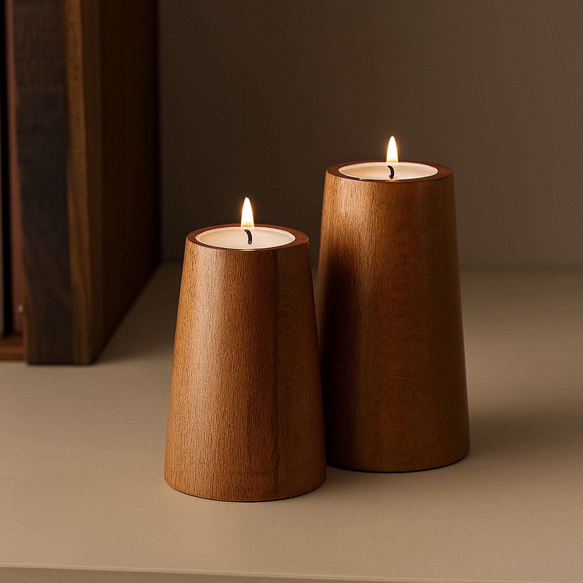 Natura 2’li Ahşap Mumluk Seti | Tealight Şamdan Takımı