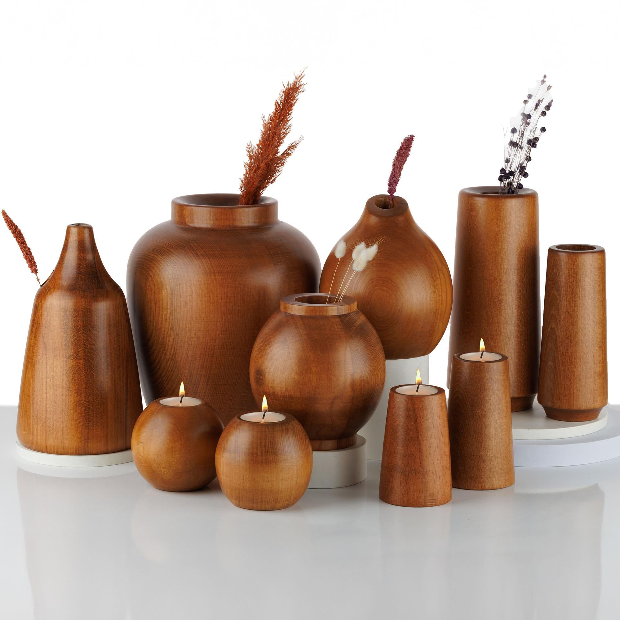 Natura 2’li Ahşap Mumluk Seti | Tealight Şamdan Takımı