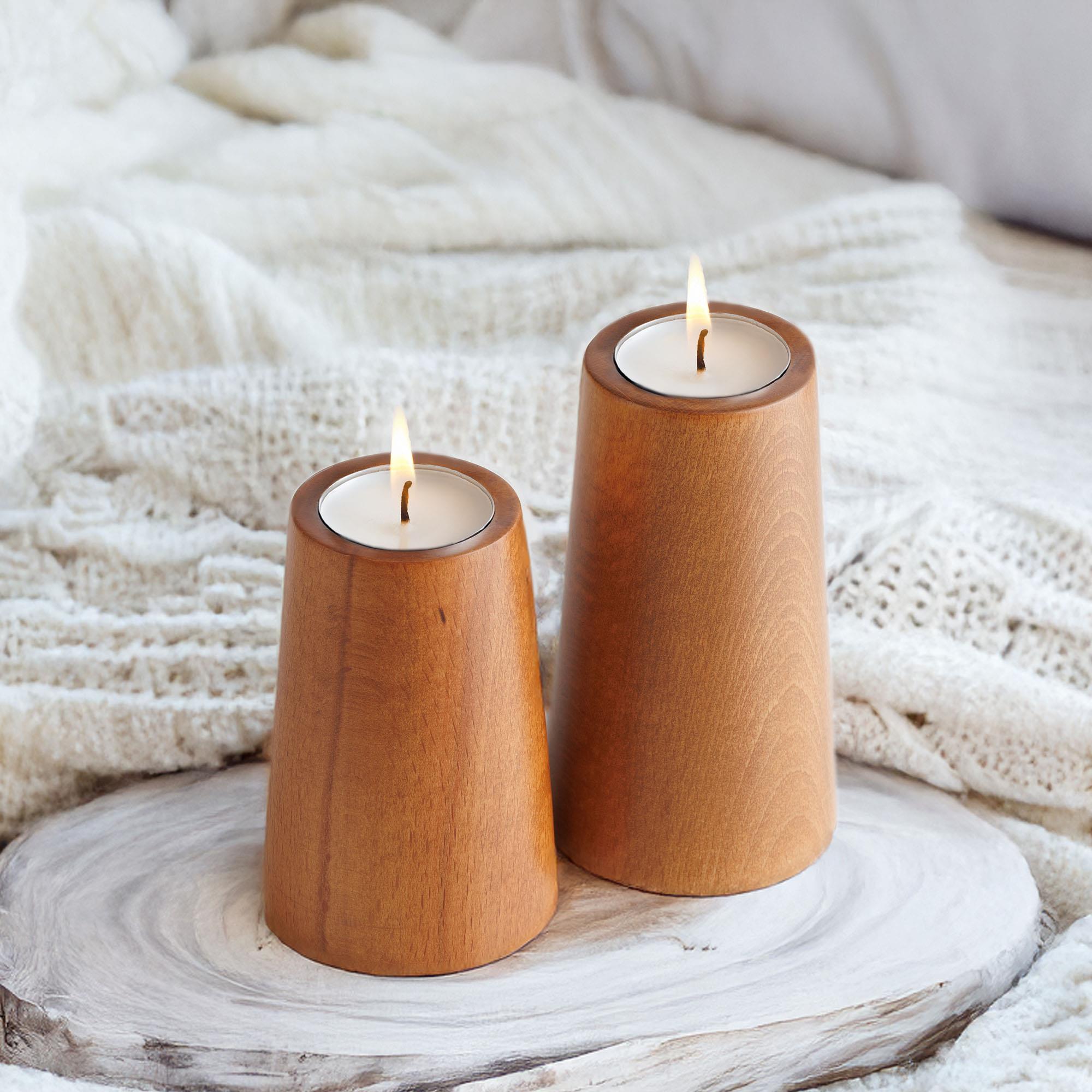 Natura 2’li Ahşap Mumluk Seti | Tealight Şamdan Takımı