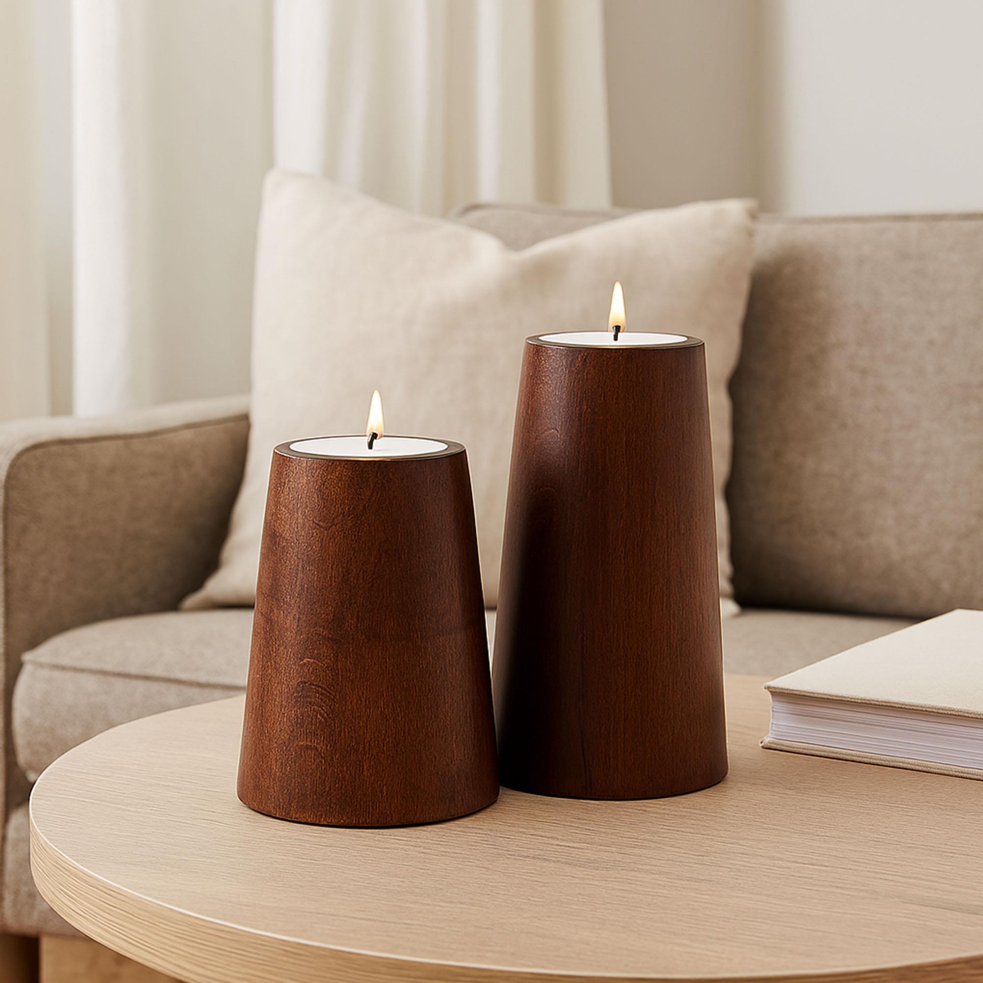 Natura 2’li Ahşap Mumluk Seti | Tealight Şamdan Takımı