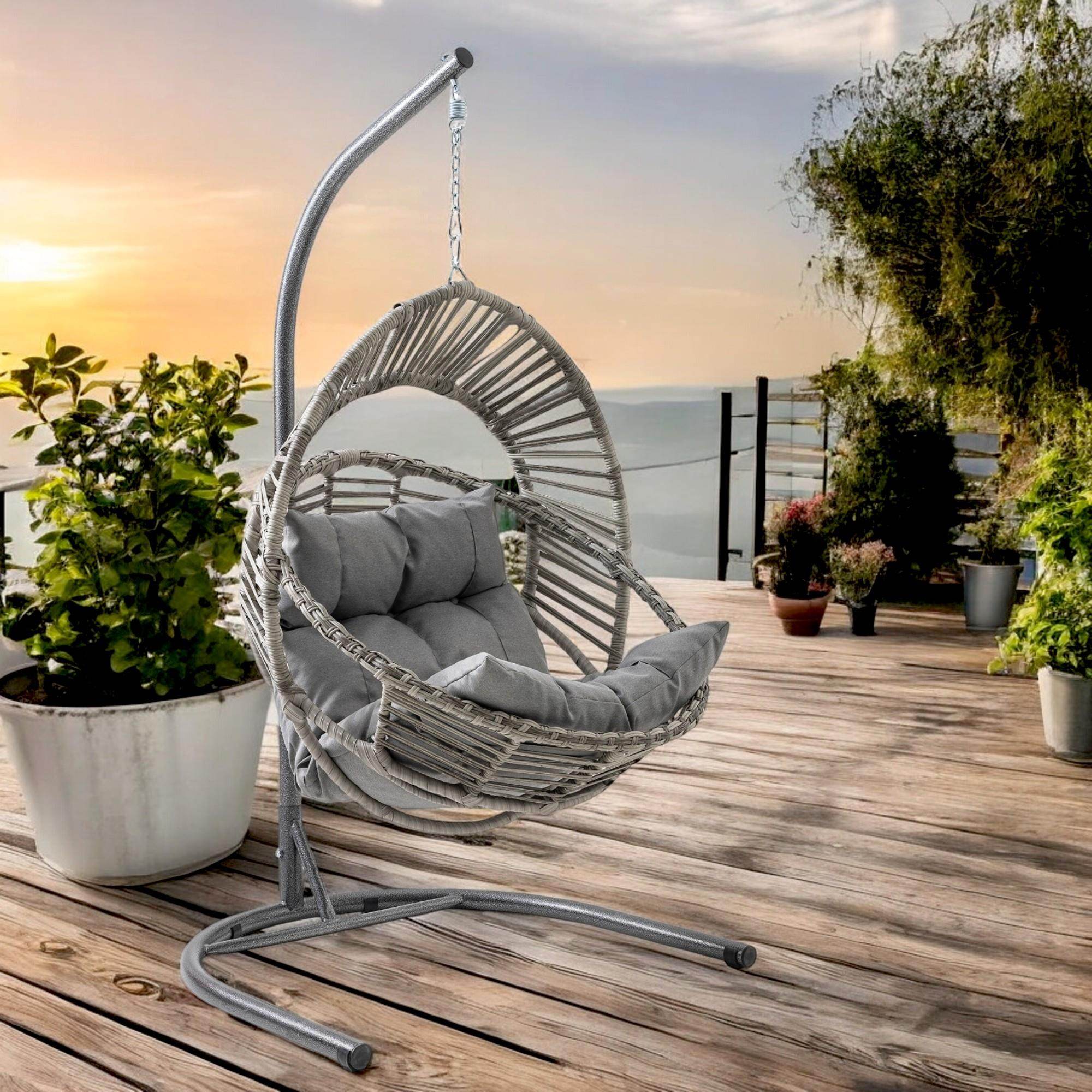 Nobel | Tekli Rattan Bahçe Salıncağı | Rehome Balkon Salıncağı