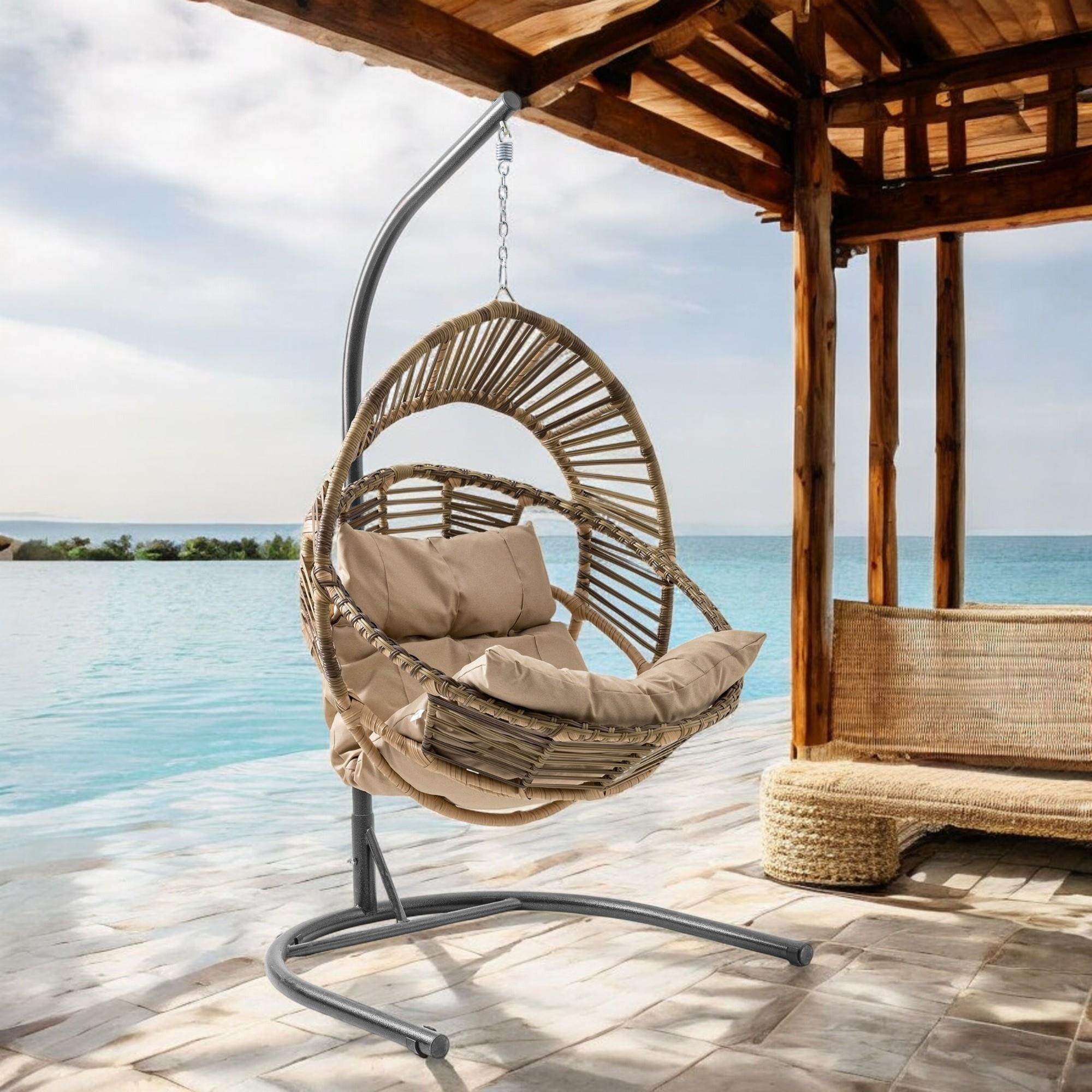 Nobel | Tekli Rattan Bahçe Salıncağı | Rehome Balkon Salıncağı