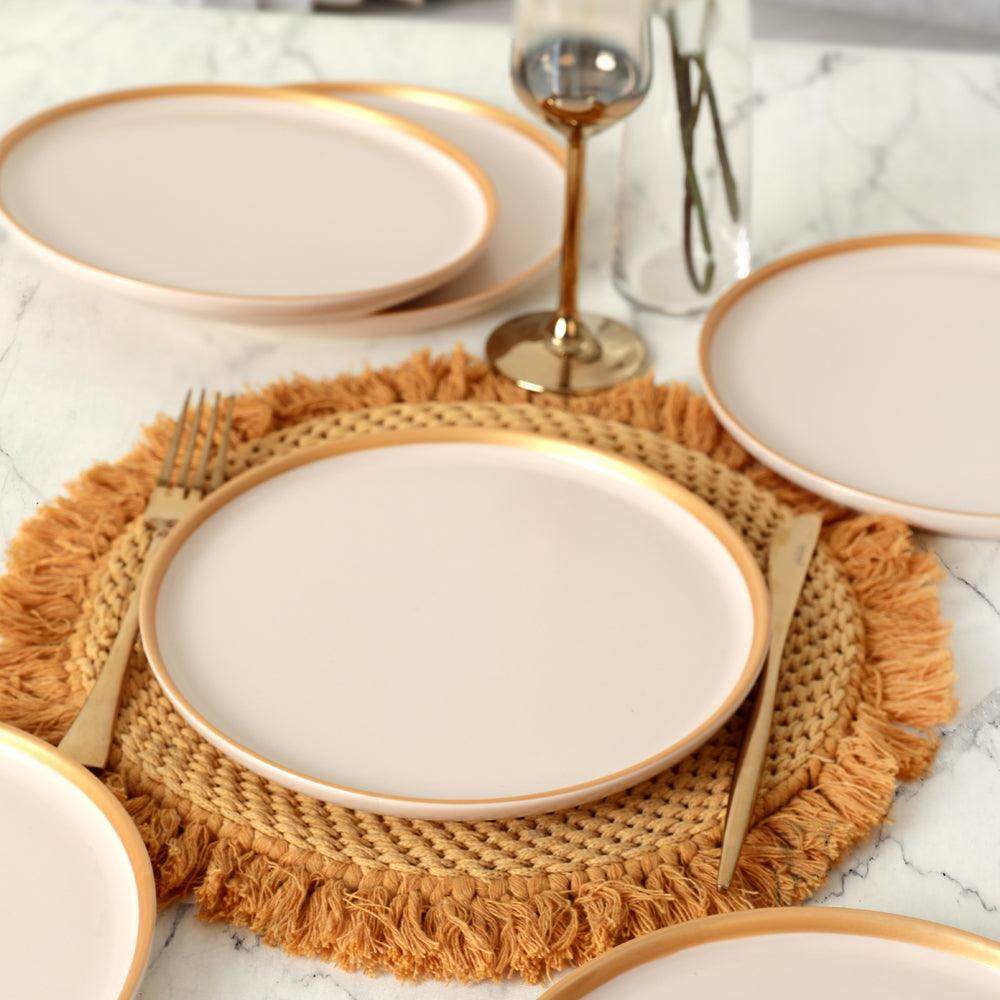 Nordic Gold Mat Krem Pasta Tabağı 22 Cm 6 Adet - 950