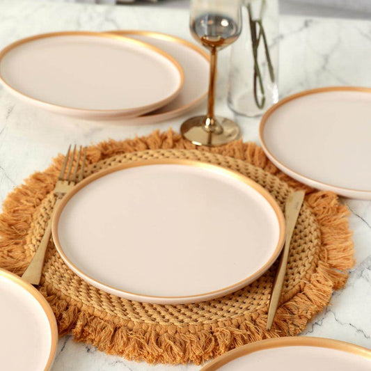 Nordic Gold Mat Krem Pasta Tabağı 22 Cm 6 Adet - 950