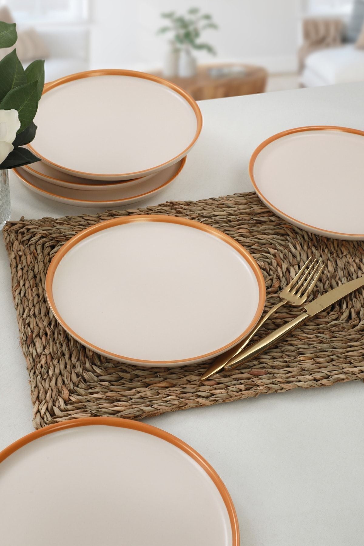 Nordic Gold Mat Krem Pasta Tabağı 22 Cm 6 Adet - 950