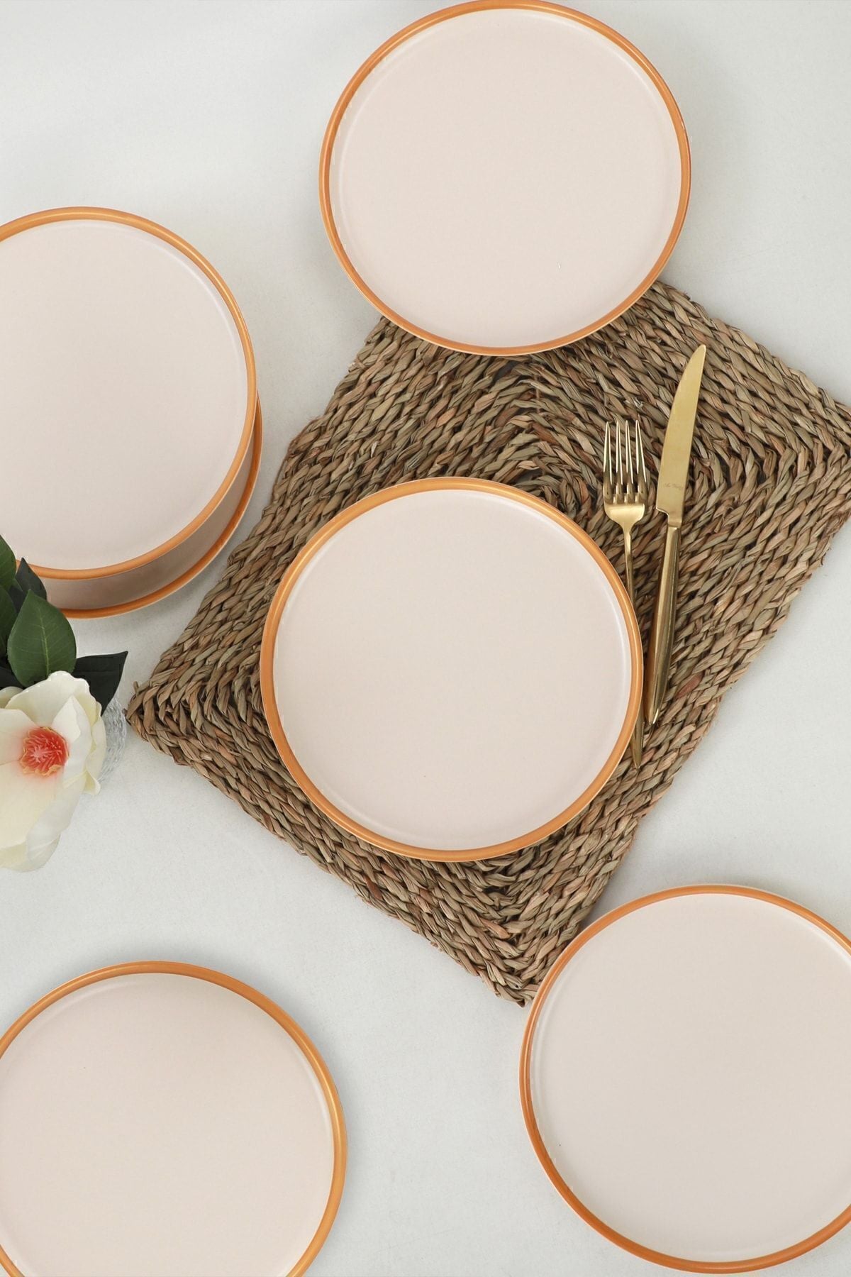 Nordic Gold Mat Krem Pasta Tabağı 22 Cm 6 Adet - 950