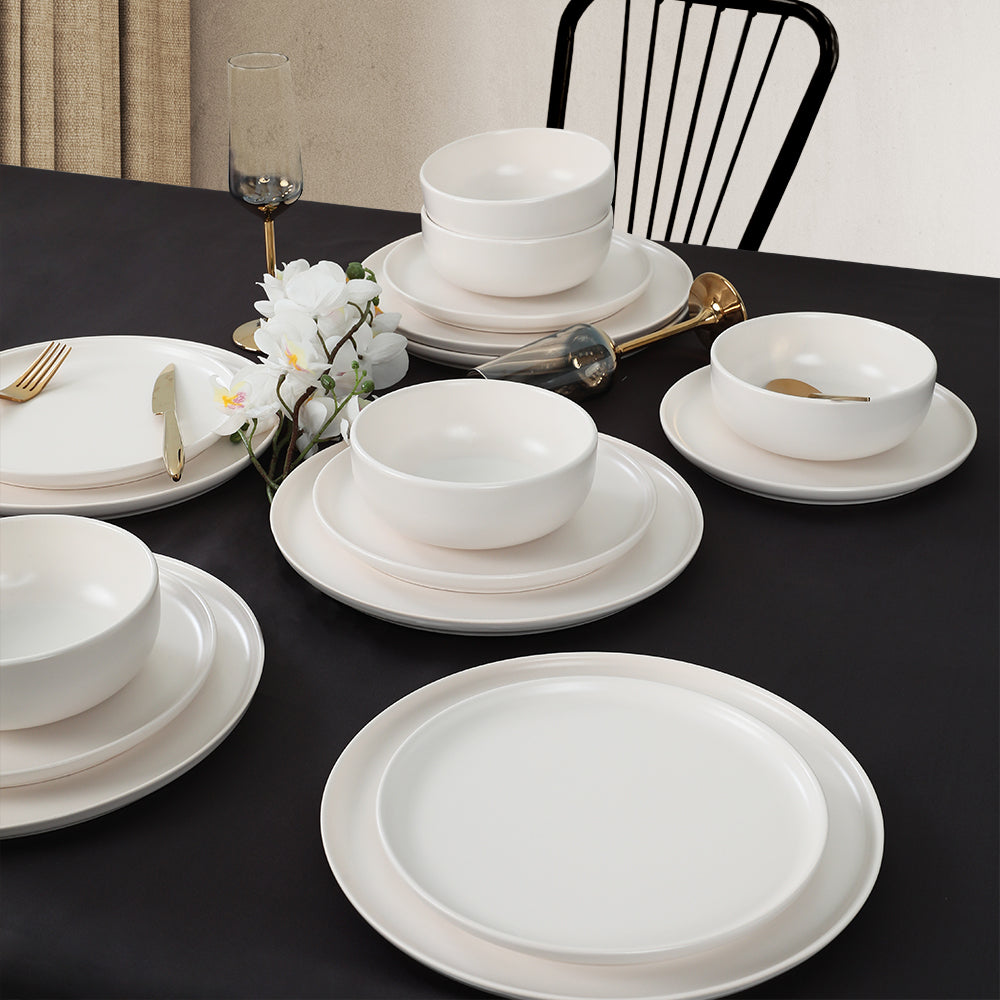 Nordic Mat Beyaz Yemek Takımı 18 Parça 6 Kişilik 022