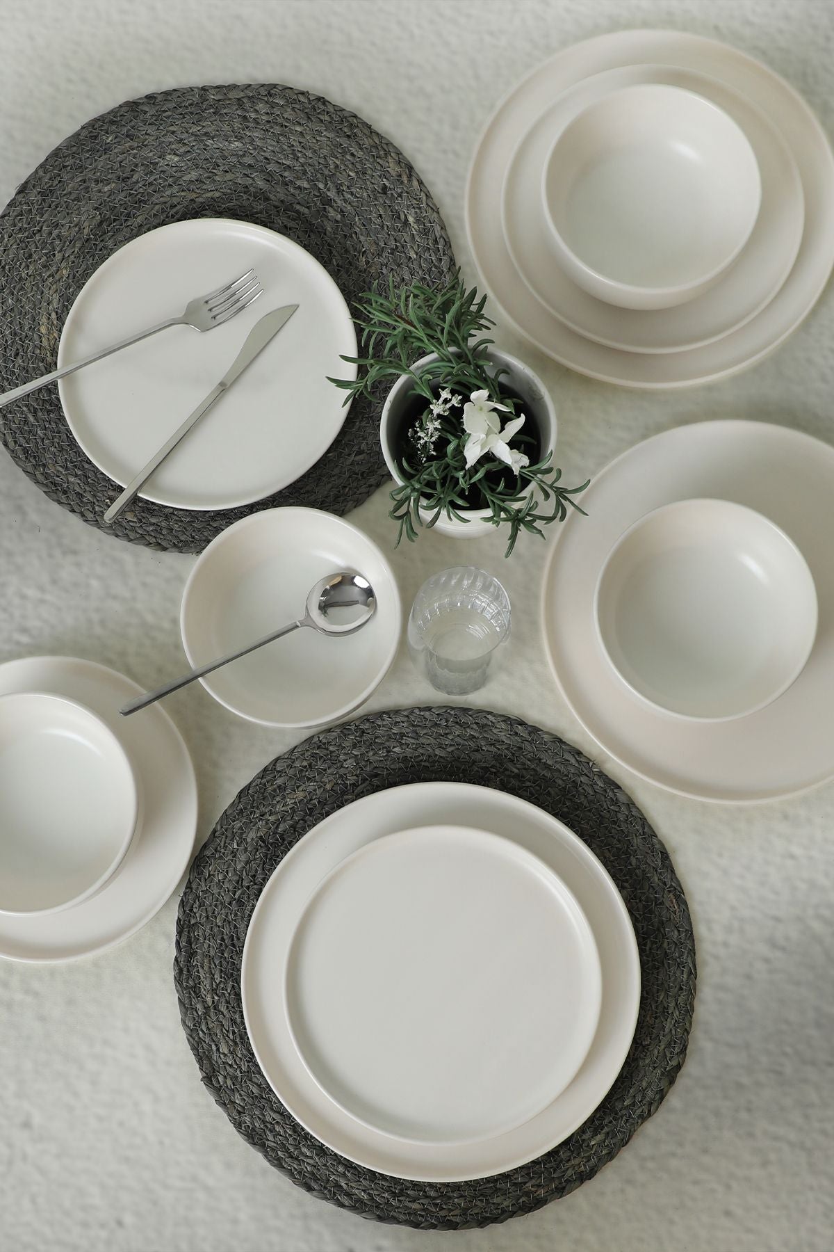 Nordic Mat Beyaz Yemek Takımı 18 Parça 6 Kişilik 022