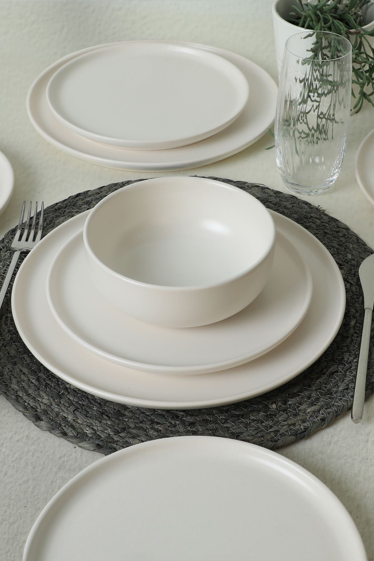 Nordic Mat Beyaz Yemek Takımı 18 Parça 6 Kişilik 022