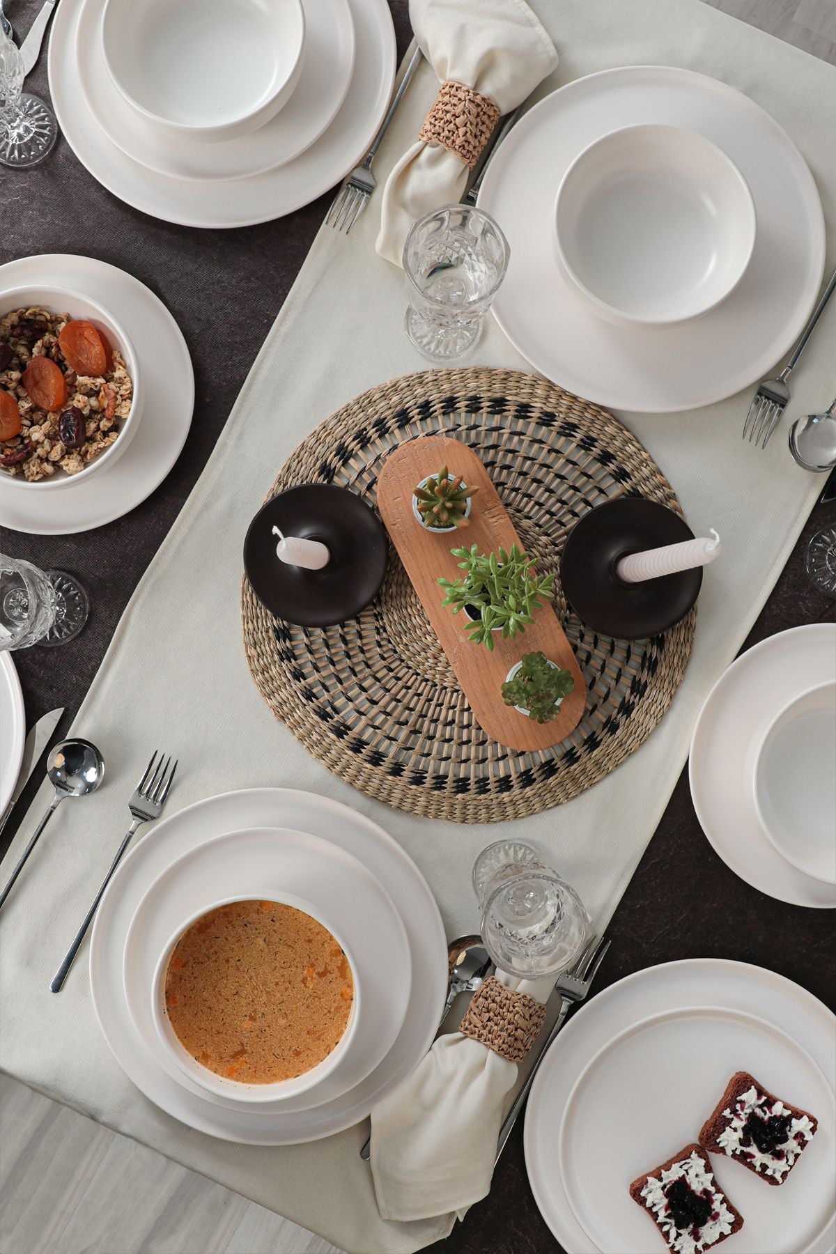 Nordic Mat Beyaz Yemek Takımı 18 Parça 6 Kişilik 022