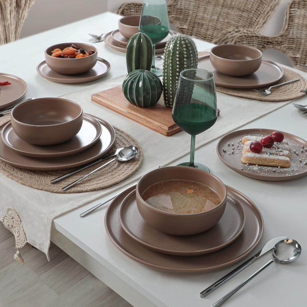 Nordic Mat Toprak Taupe Yemek Takımı 18 Parça 6 Kişilik 977